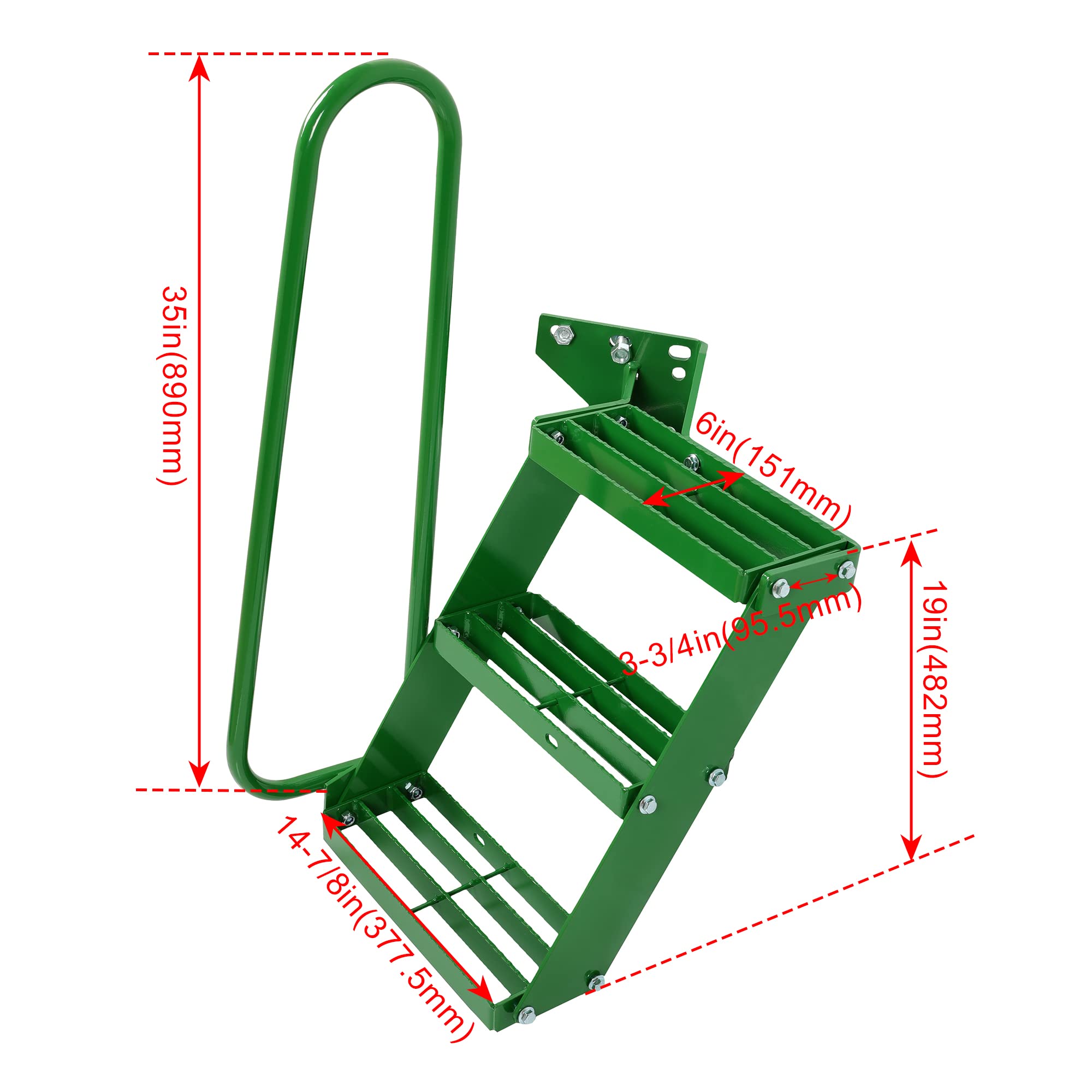 ECOTRIC Left Hand Stair Step Kit for John Deere 4050, 4240, 4430, 4630, 4440, 4230 - Green, Model JD-024
