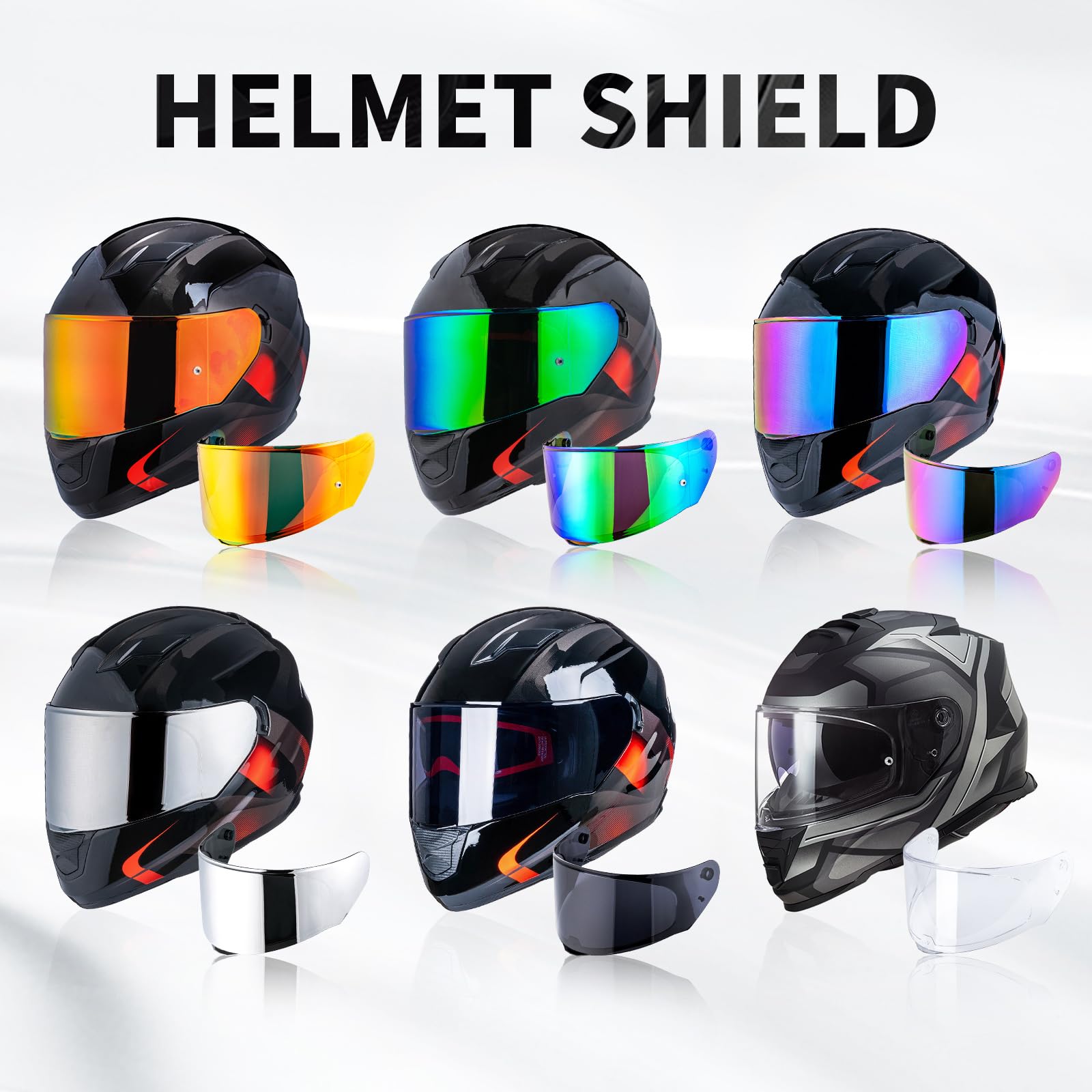 VCOROS Motorcycle Helmet Visor Shield Replacement - Chrome Silver for LS2 Assault/Rapid/Stream Helmets