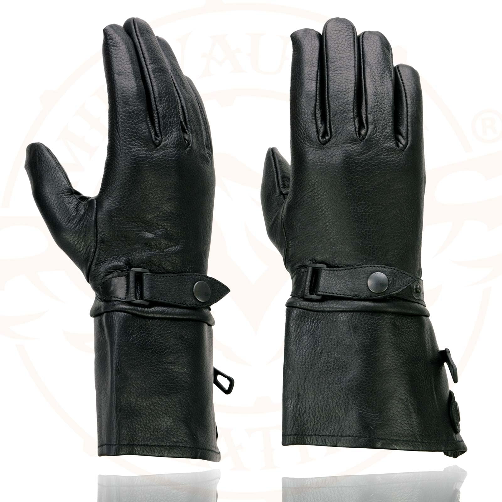 Milwaukee Leather Sh264 Men'S Black Leather Thermal Lined Gauntlet Gloves (Black, Large)