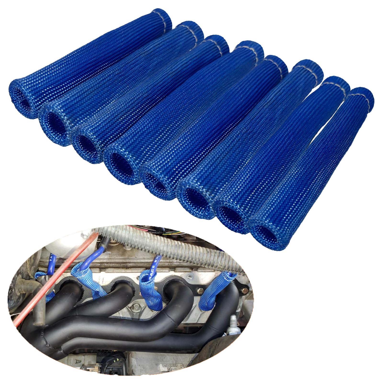 Spark Plug Wire Heat Shield 8Pcs Spark Plug Boots Thermal Protection Sleeve 1200 Degree 6 Inch Spark Plug Heat Cover Wrap For Ca