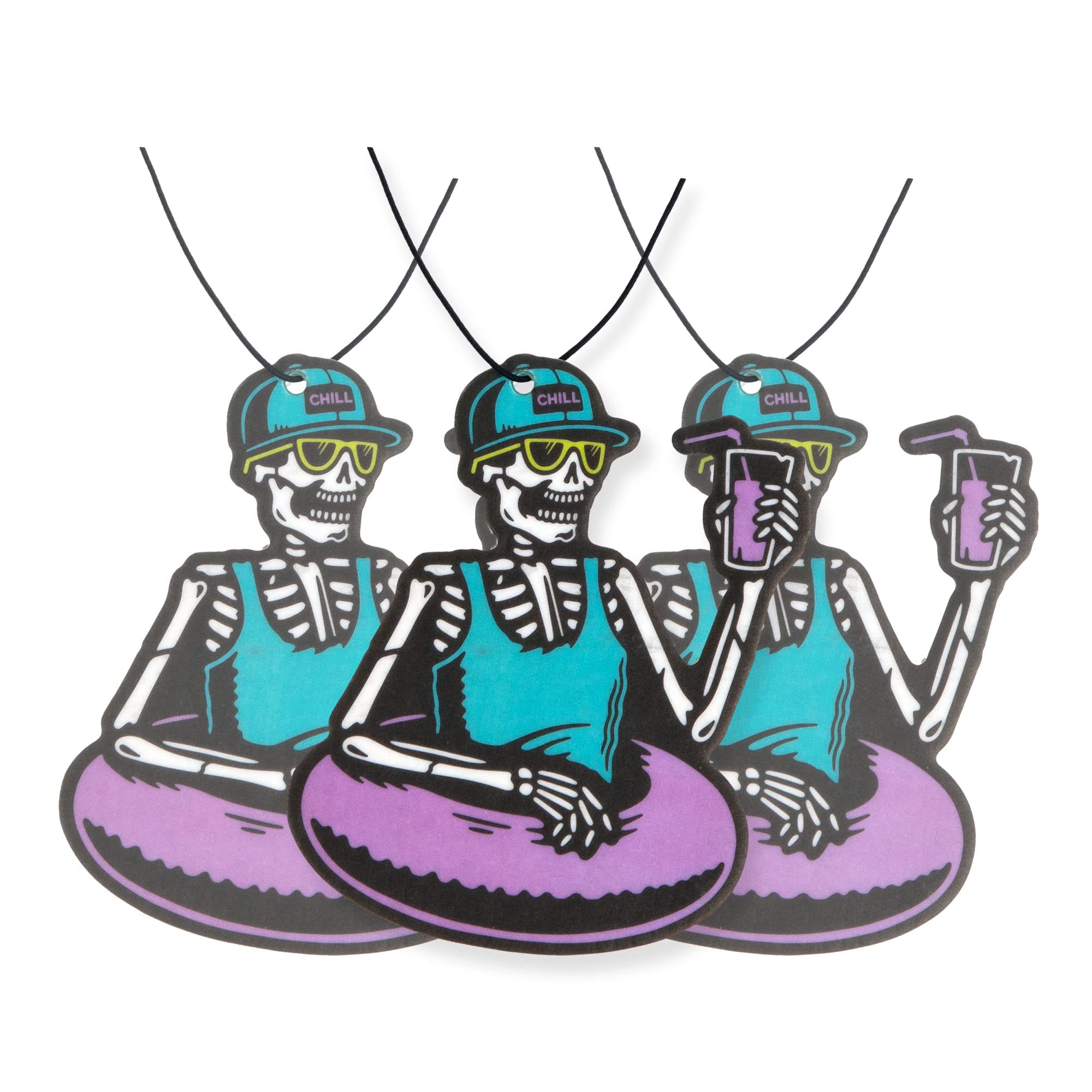 Chill Skeleton Cool Car Air Freshener 3 Pack Scented With Essential Oils (3 Pack)
