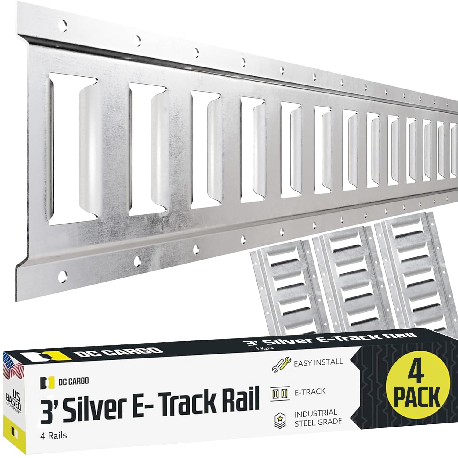 Dc Cargo Mall Outdoor E Track Tie Down Rail Kit 3' (4 Pack) For Garages, Vans, Trailers, Motorcycle Tie Downs, Atv Mountings - G