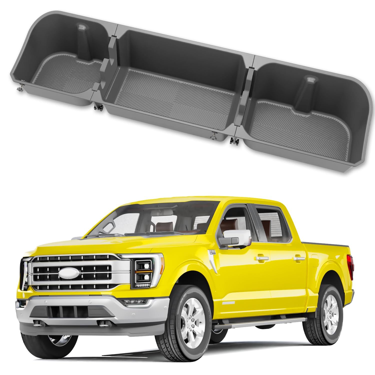 KINGGERI Under Seat Storage Boxes Compatible with 2015-2026 Ford F-150 F150 SuperCrew Cab, 2017-2026 Ford F-250 F-350 F-450 F-55