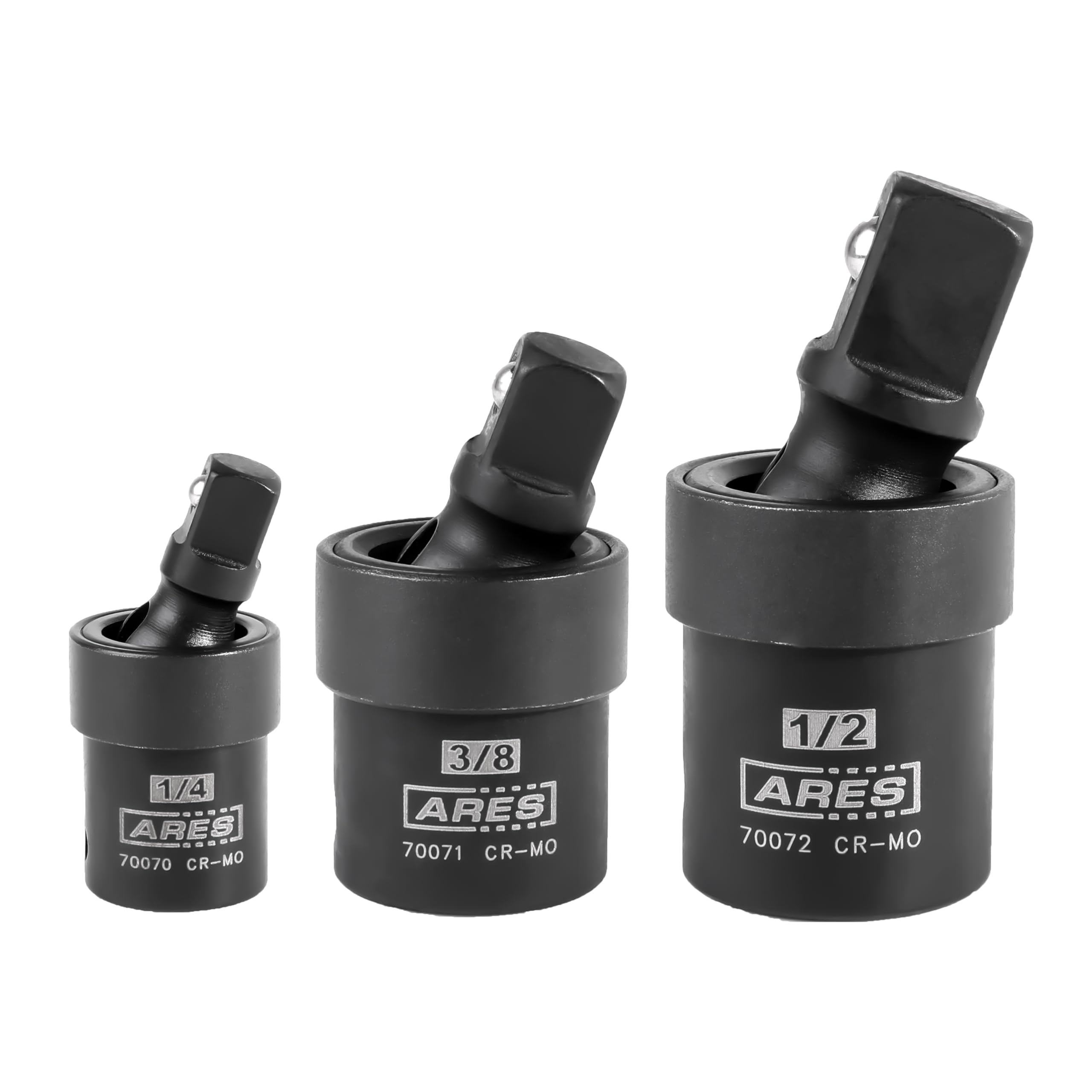 ARES 70073-3-Piece Impact Universal Joint Set - 1/4-Inch, 3/8-Inch and 1/2-Inch Drive Chrome Moly U Joint Sockets Access Hard to