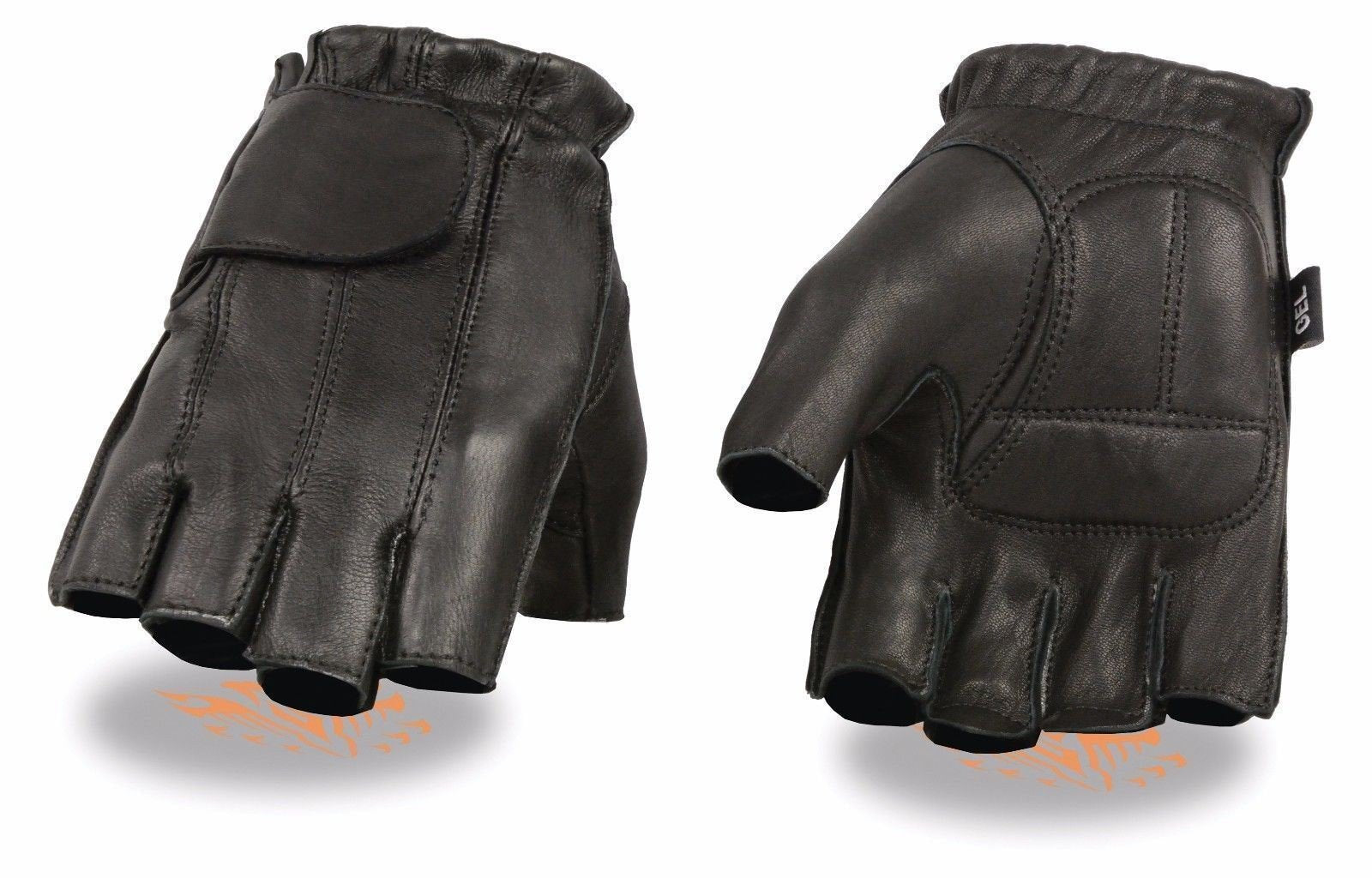 Milwaukee Motorcycle Riding Leather American Deer Skin Fingerless Gloves Very Soft Leather (L Regular)