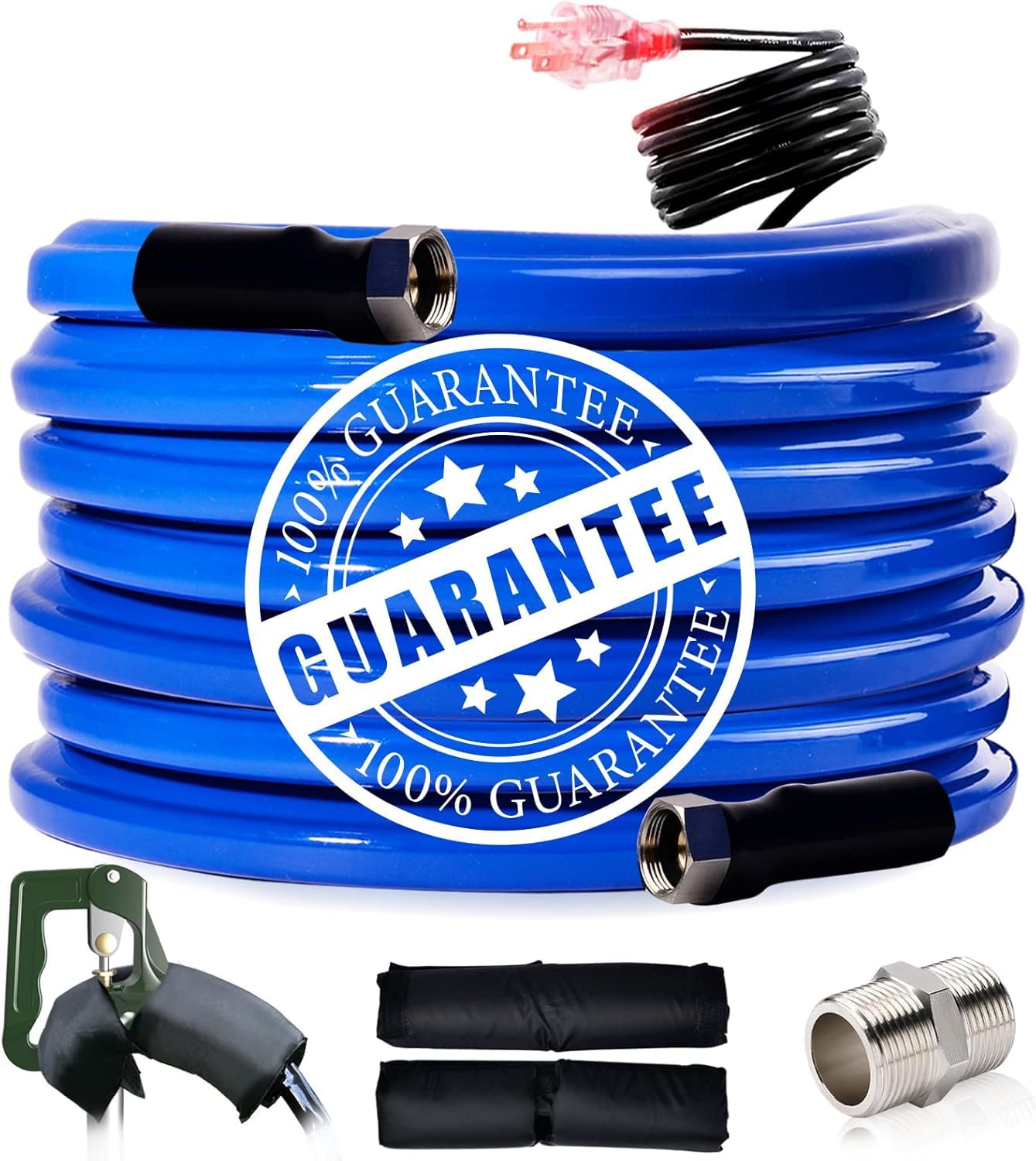 REHOSEUP 50FT Heated Water Hose for RV, -45? Freeze-Proof Drinking Safe Pipe, Electric Warm Outdoor Supply for Garden & Camping,