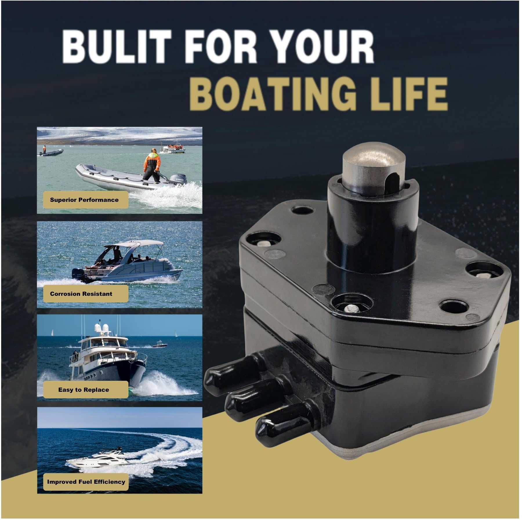 Jlm Marine 62Y2441004 Fuel Pump For Yamaha And Mercury 4 Stroke F 25 30 35 40 45 50 55 60 Hp Outboard Motor 62Y-24410-02 826398A