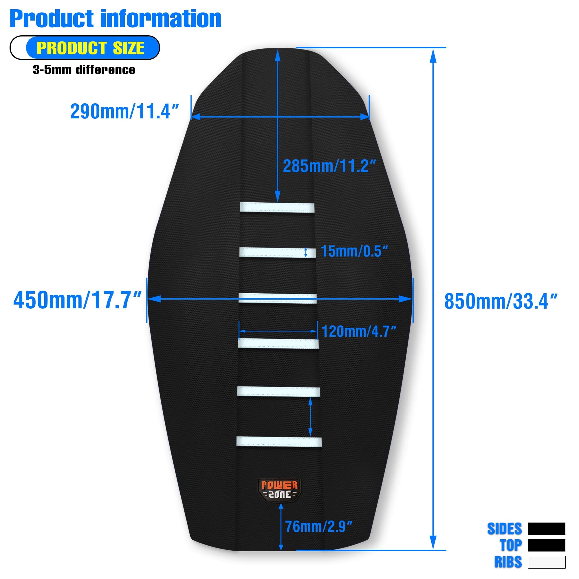 MCHMFG Motorcycle Universal Seat Cover Non-Slip Rubber Striped Gripper Soft Sewing for CRF WR WRF RMZ YZF SXF EXC EXC XC SX CR K