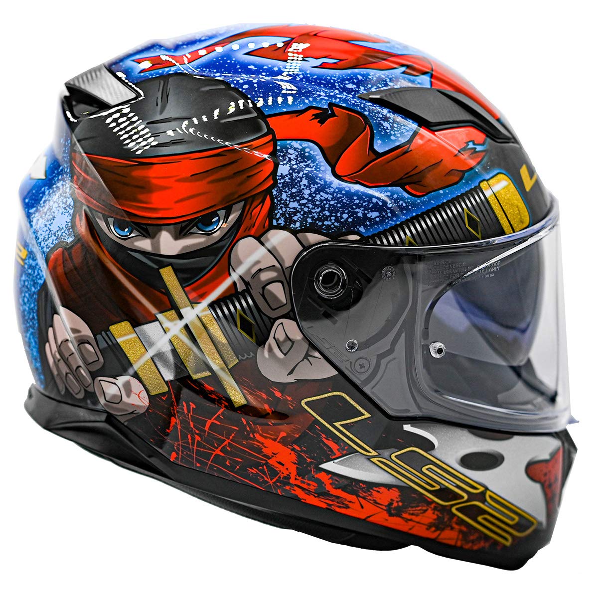 Ls2 Helmets Full Face Stream Evo Ninja Helmet (Red Blue - X-Small)