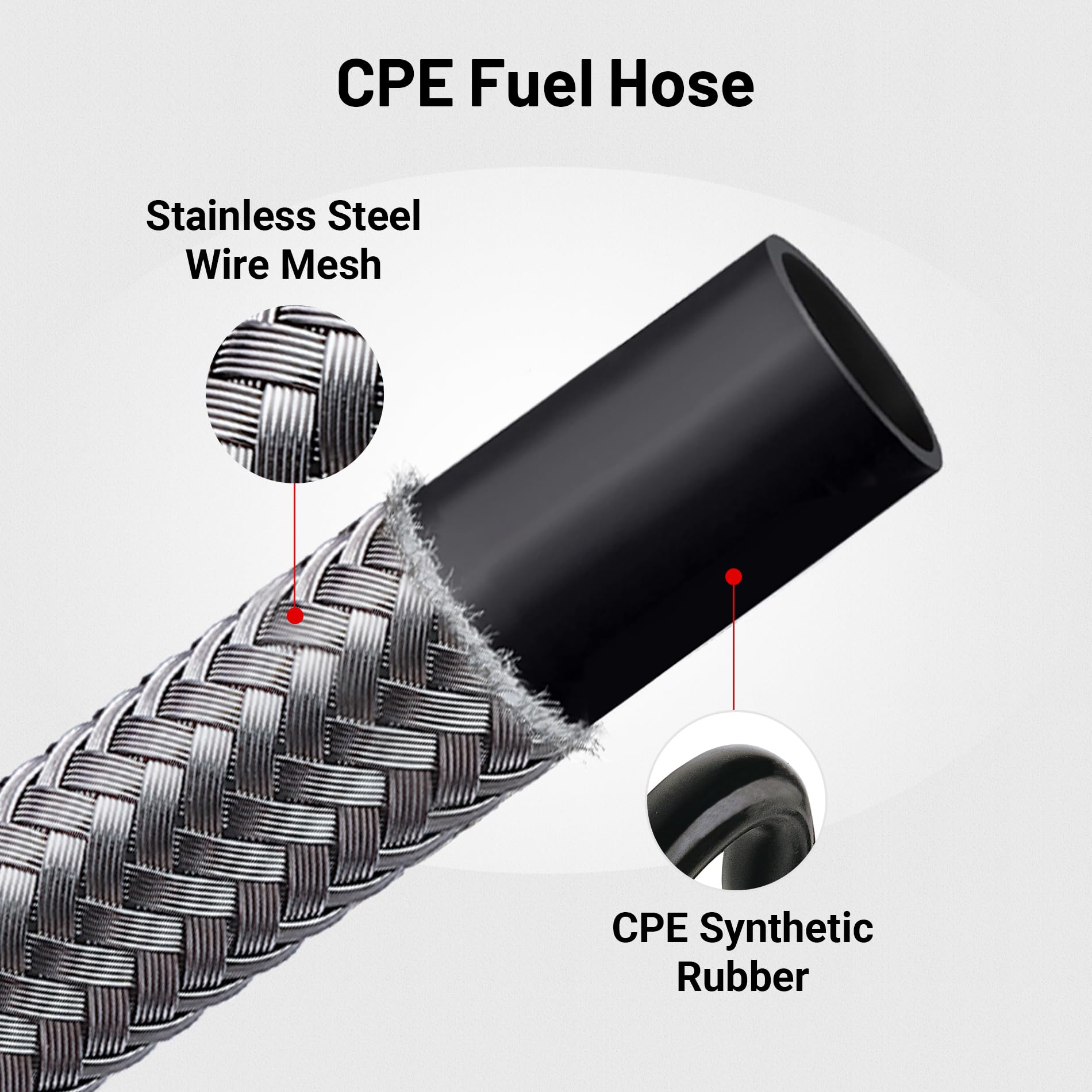 Evil Energy 6An Fuel Line, An6 Braided Fuel Hose Nylon Cpe 5Ft Silver