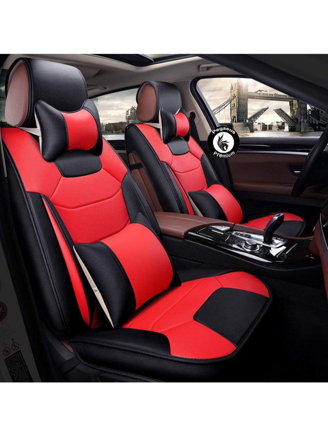 Pegasus PremiumPremium Pu Leatherette Car Seat Cover for Tata Altroz (BlackRed)