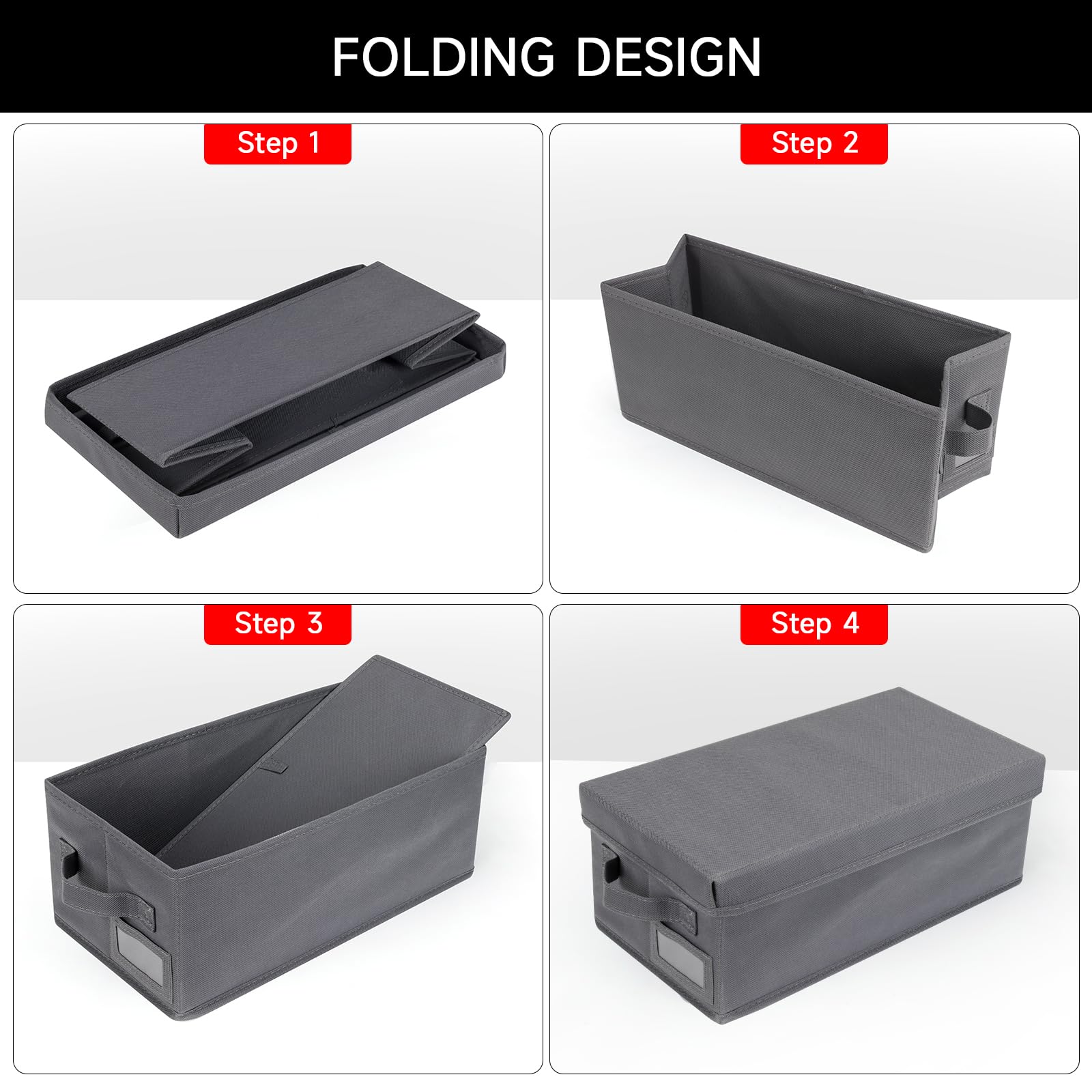 NUSWOR DVD Storage Box - Stackable Organizer with Lid, Holds 50 DVDs, 2-Pack, 15.75x8.1x6.1 inches, Grey, Thickened