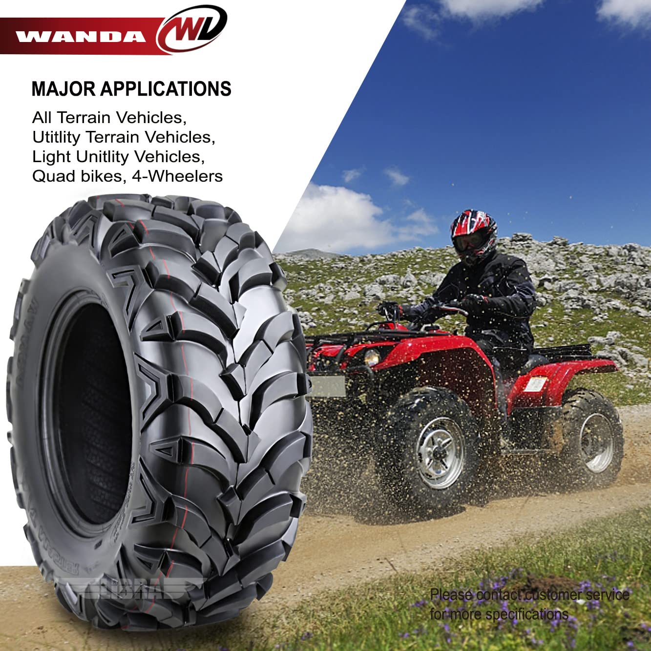 Wanda Set Of 4 Atv Utv Tires 24X9-11 24X9X11 Front & Rear P341 Deep Tread Mud
