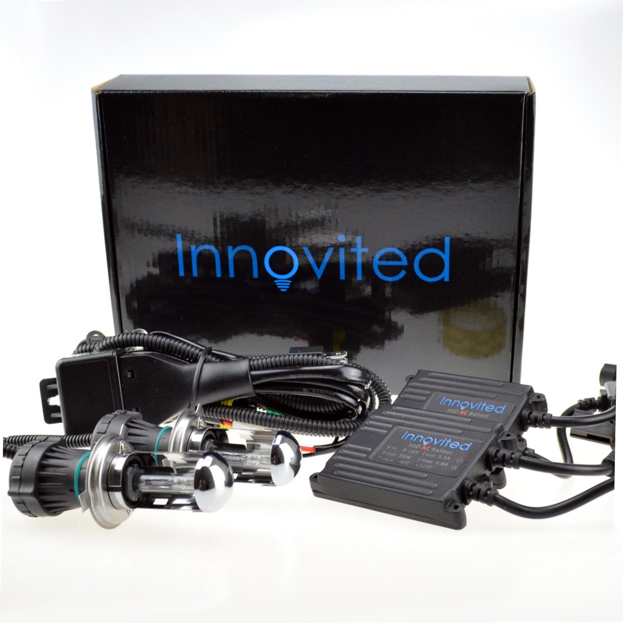 Innovited H4-3 9003 10000K Bi Xenon Hi/Lo Hid Xenon Bulb X (1 Pair) Bundle With 2 X 35W Digital Slim Ac Ballast - Sky Blue