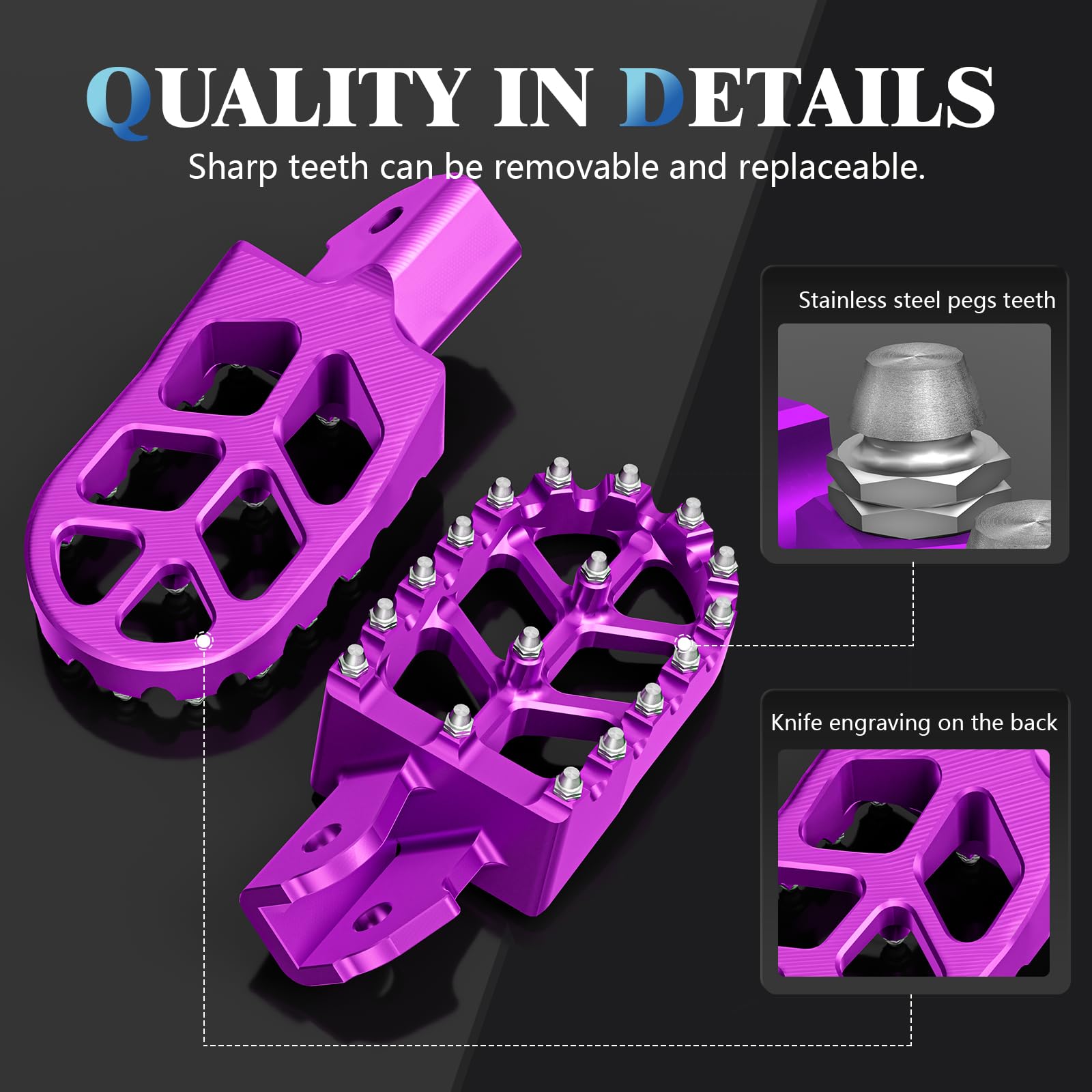 IUVWISN Motorcycle Footpegs CNC Aluminum Wider Foot Pegs for Sur Ron LBX E-Ride Pro SS/SR/S - Purple, Model WX11142013
