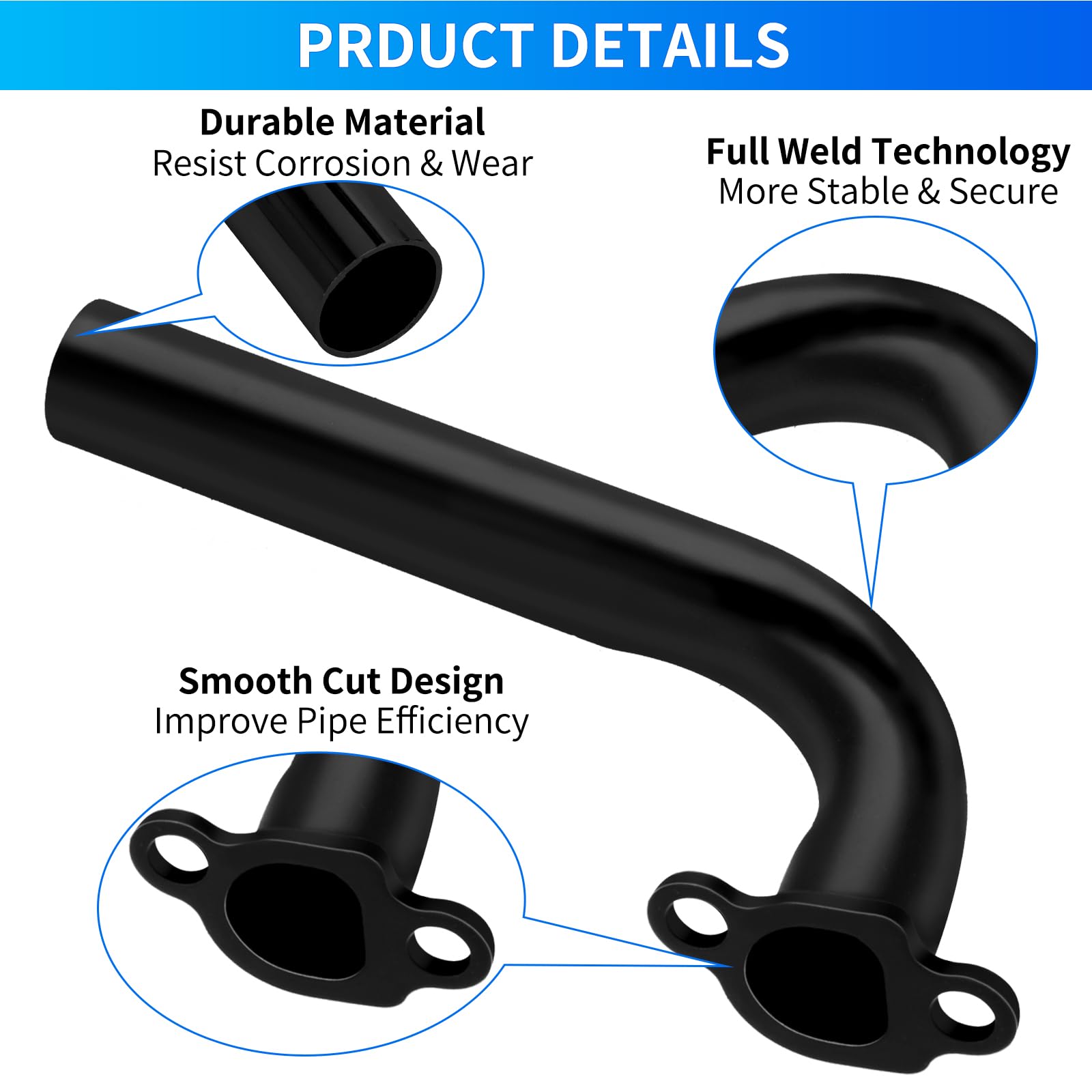 YOXUFA 212cc Exhaust Pipe Header for Predator 212cc 196cc 224cc 6.5hp GX160 GX200 Small Engine Coleman CT200U CT200U-EX BT200X K