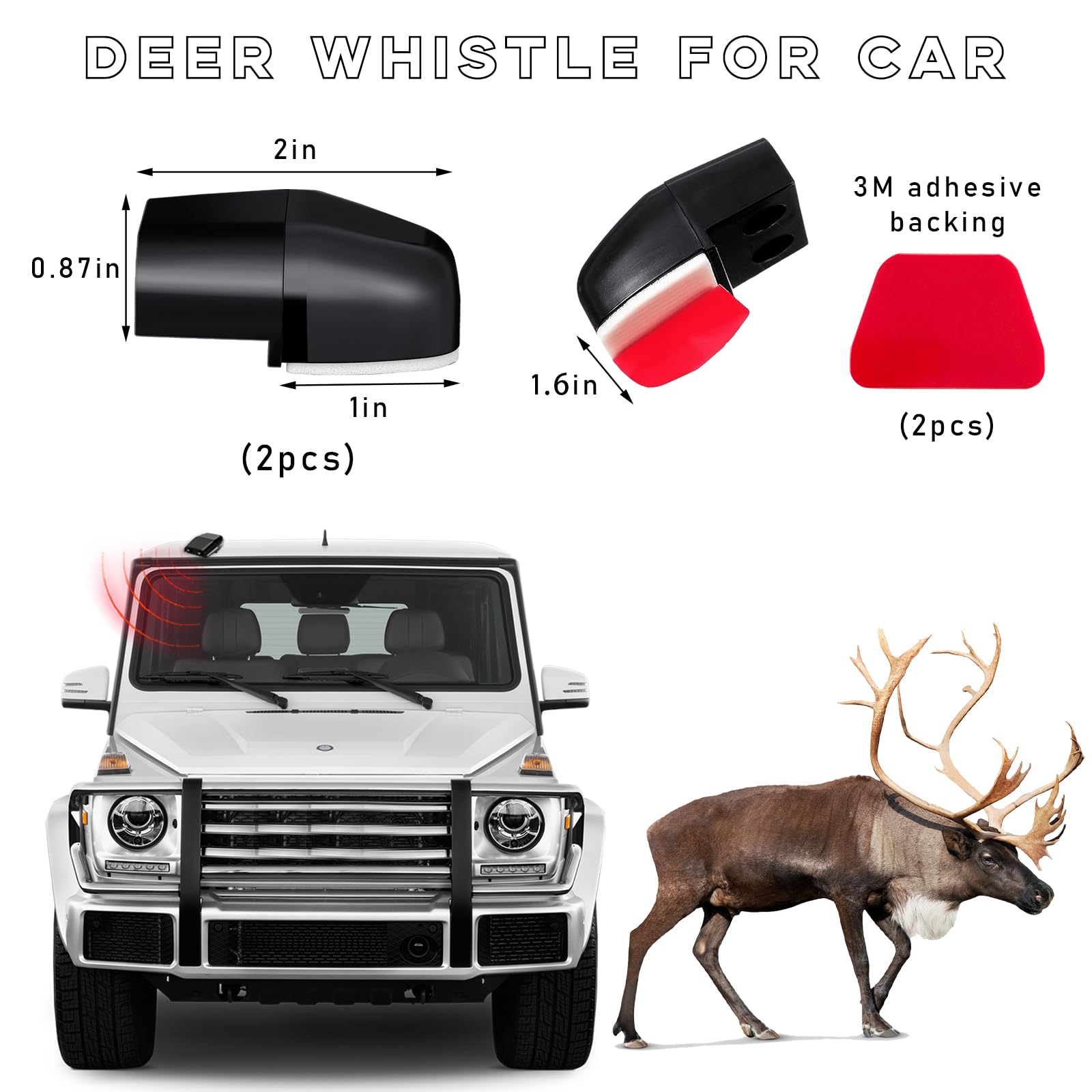 Ohleats 2 Pcs Deer Whistles For Car, Automotive Save A Deer Whistles To Avoid Collisions, Vehicle Deer Warning Devices Horn Sens