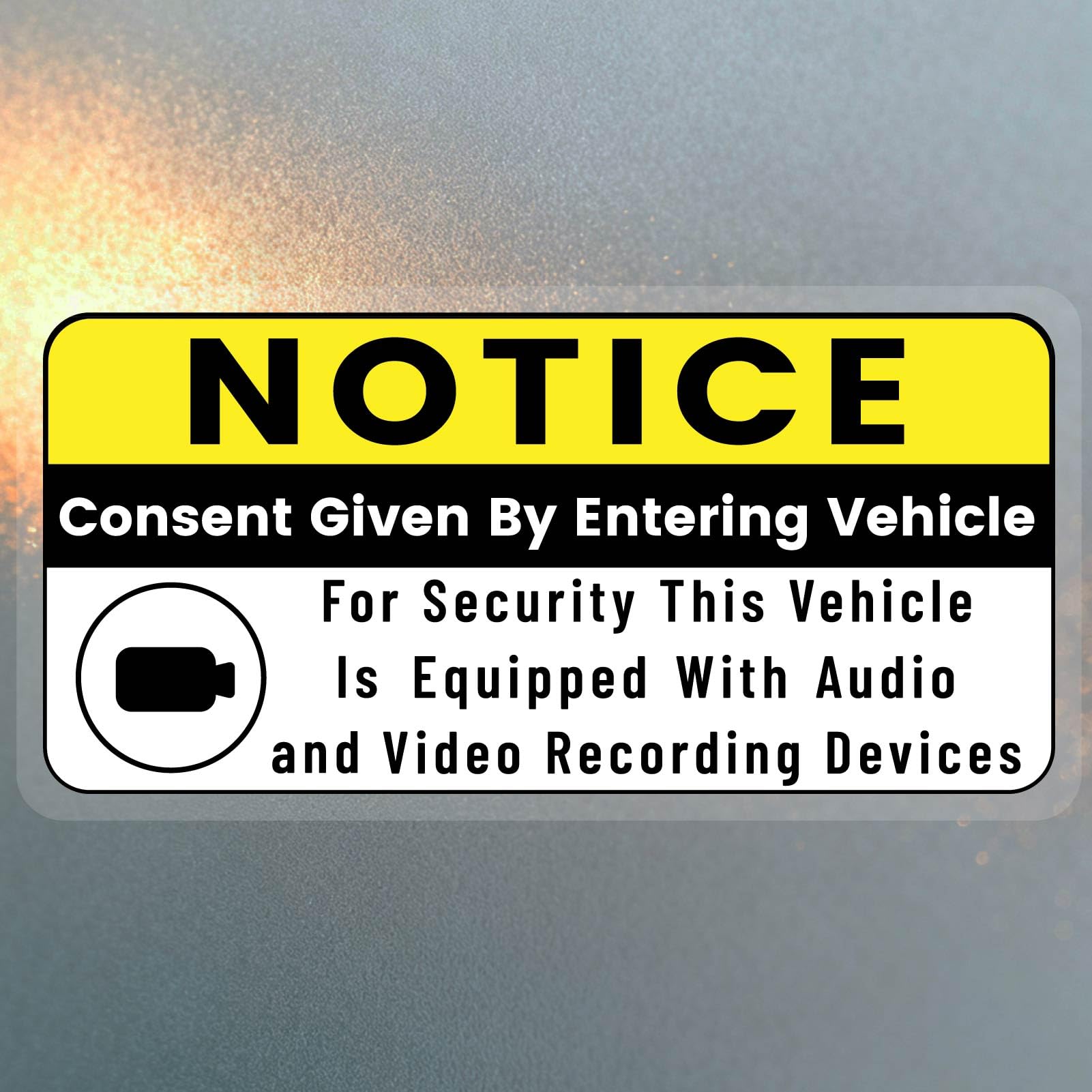 PRESSINART 10Pcs Car Recording Sticker Car Warning Decal Notice Audio and Video Recording Consent Sign Self Adhesive Vinyl Water