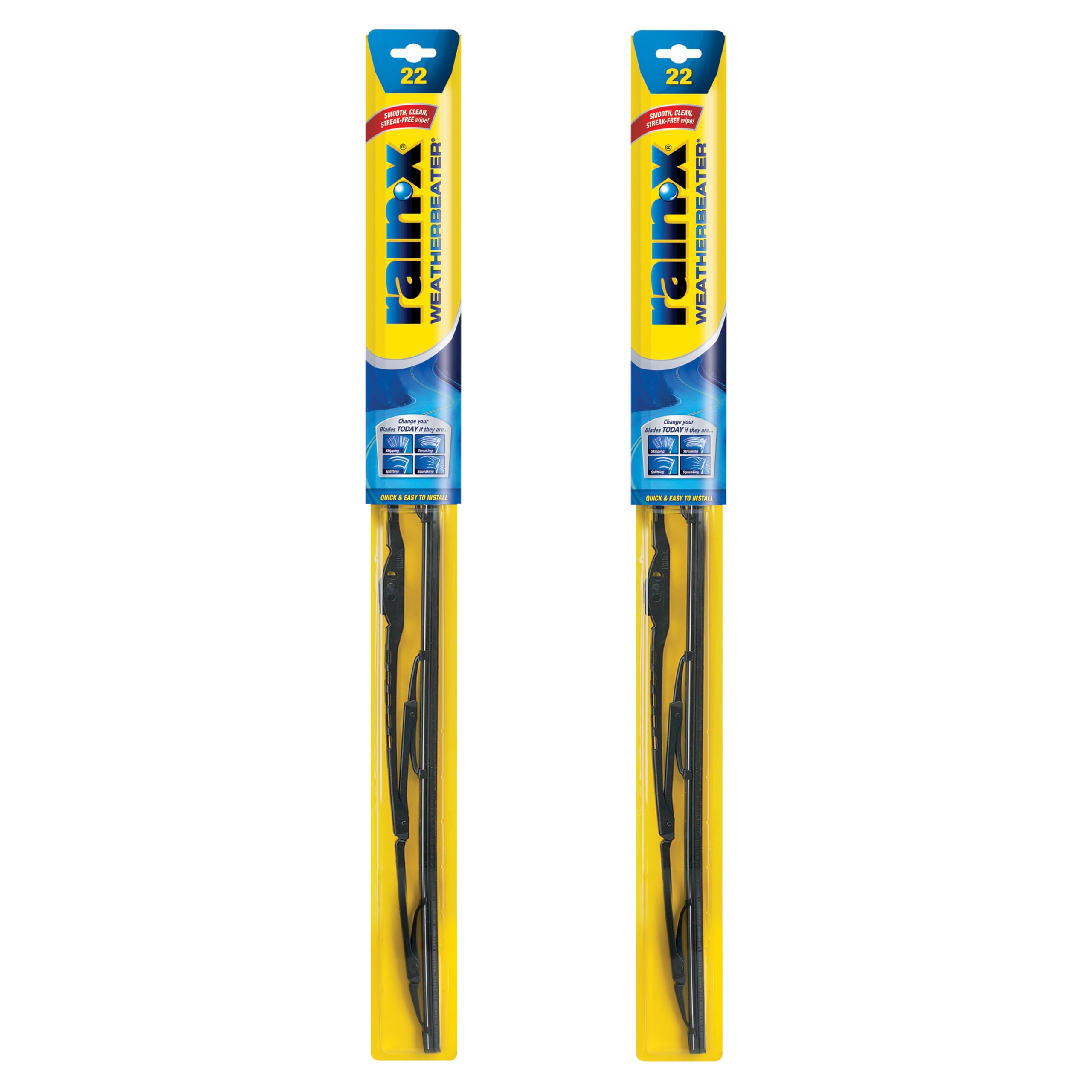 Rain-X 820149 WeatherBeater Wiper Blades, 22'' Windshield Wipers (Pack of 2), Automotive Replacement Windshield Wiper Blades Tha