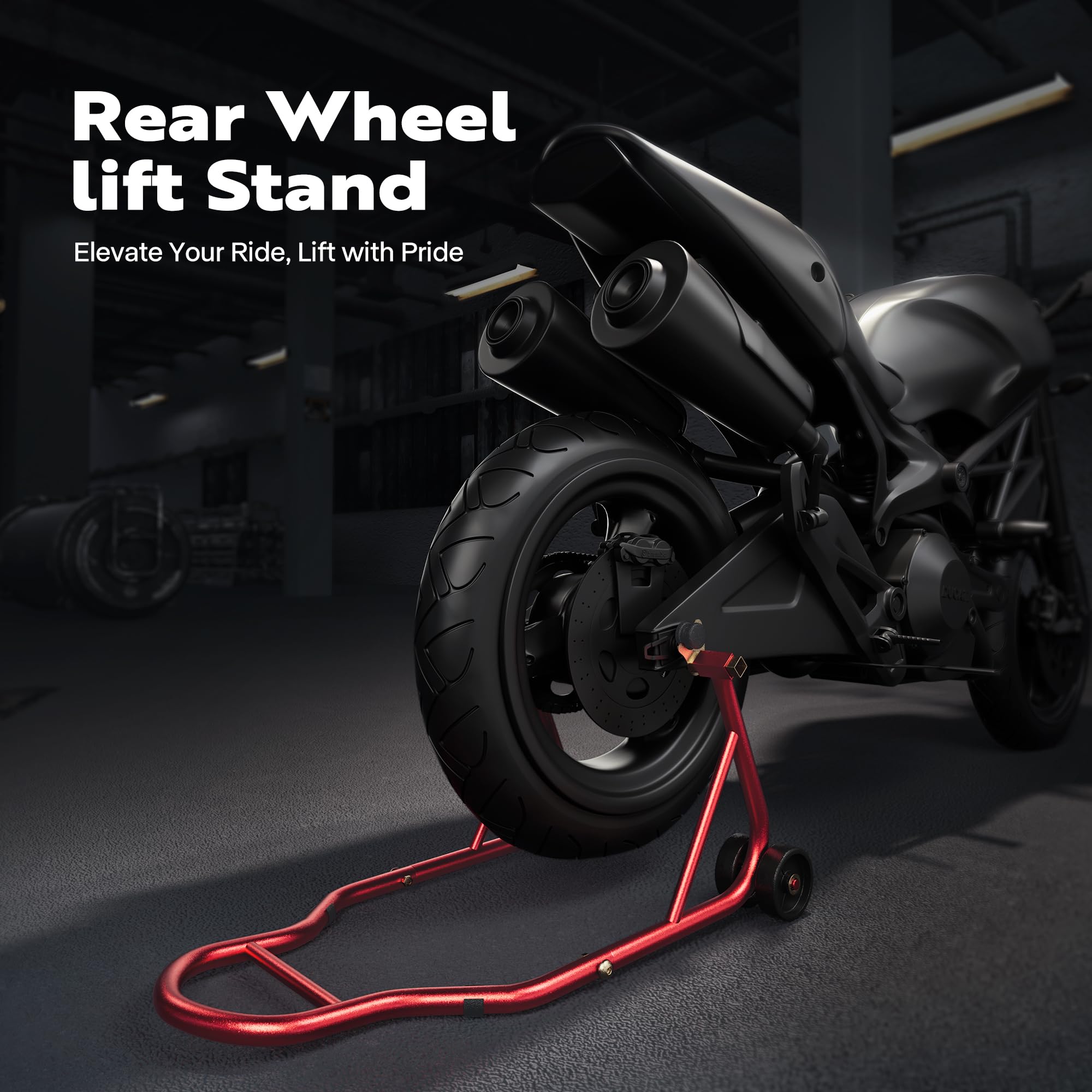 Specstar Motorcycle Stand, 441 Lbs Capacity Rear Wheel Lift With U+L Adjustable Swingarm Spool, Heavy Duty Paddock Stand For Bmw