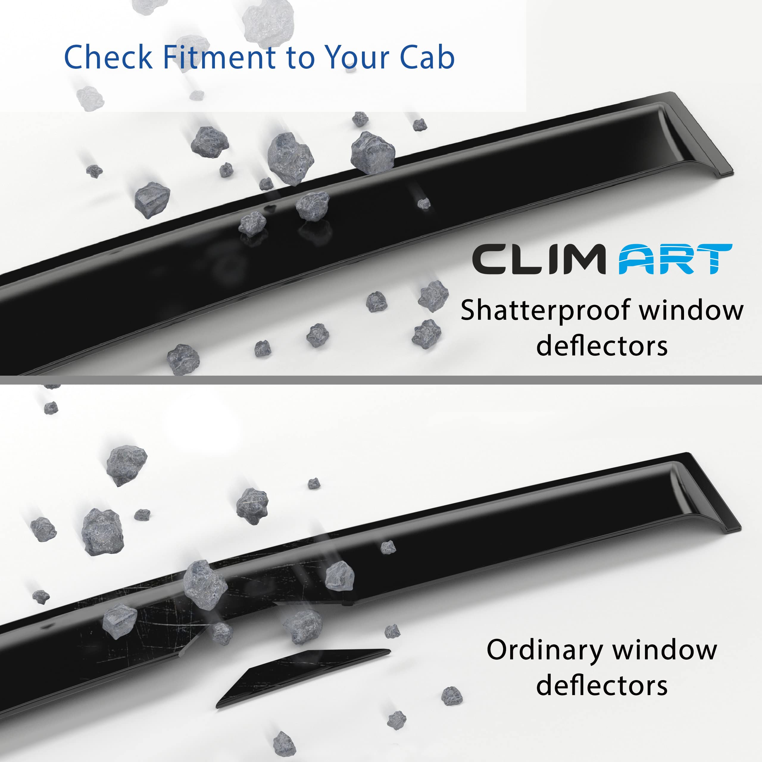 Clim Art In-Channel Incredibly Durable Rain Guards For Nissan Frontier 2022-2025 Crew Cab, Original Window Deflectors, Vent Wind
