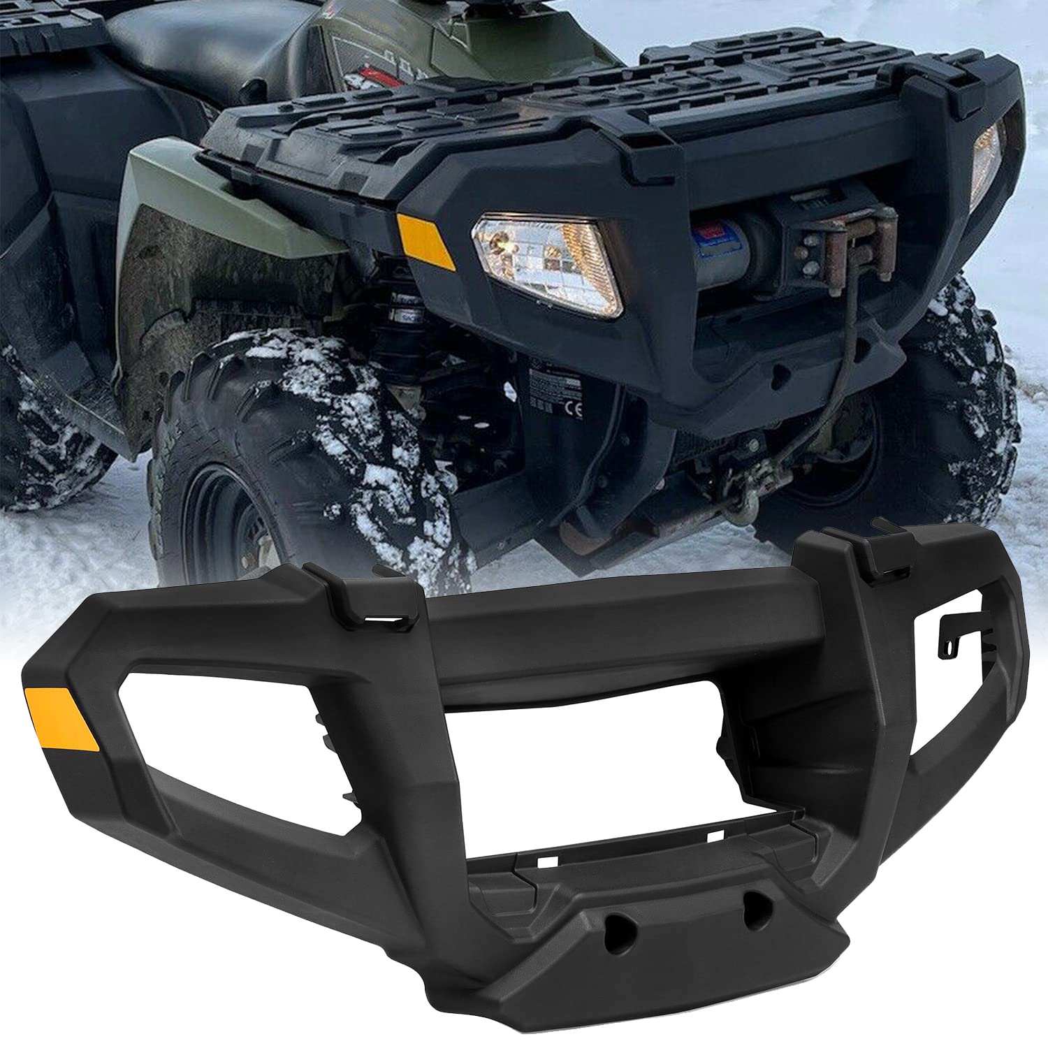 HECASA Front Bumper Brush Guard for 2006-2010 Polaris Sportsman ATV, Black, Model MO-314, Durable Plastic Construction