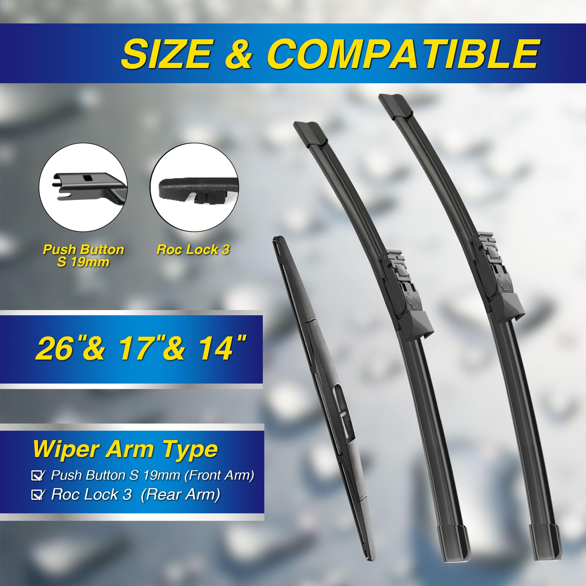 5 PLUS Silicone Windshield Wiper Blades Set for 2020-2024 Subaru Forester - 26"/17"/14" Replacement Blades