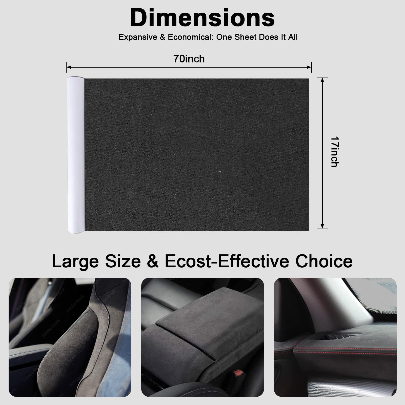 RadiantDecor Premium Dark Brown Suede Fabric Wrap, 17x70 inch Suede Wrap for Car Interior - Self-Adhesive Microfiber and Synthet