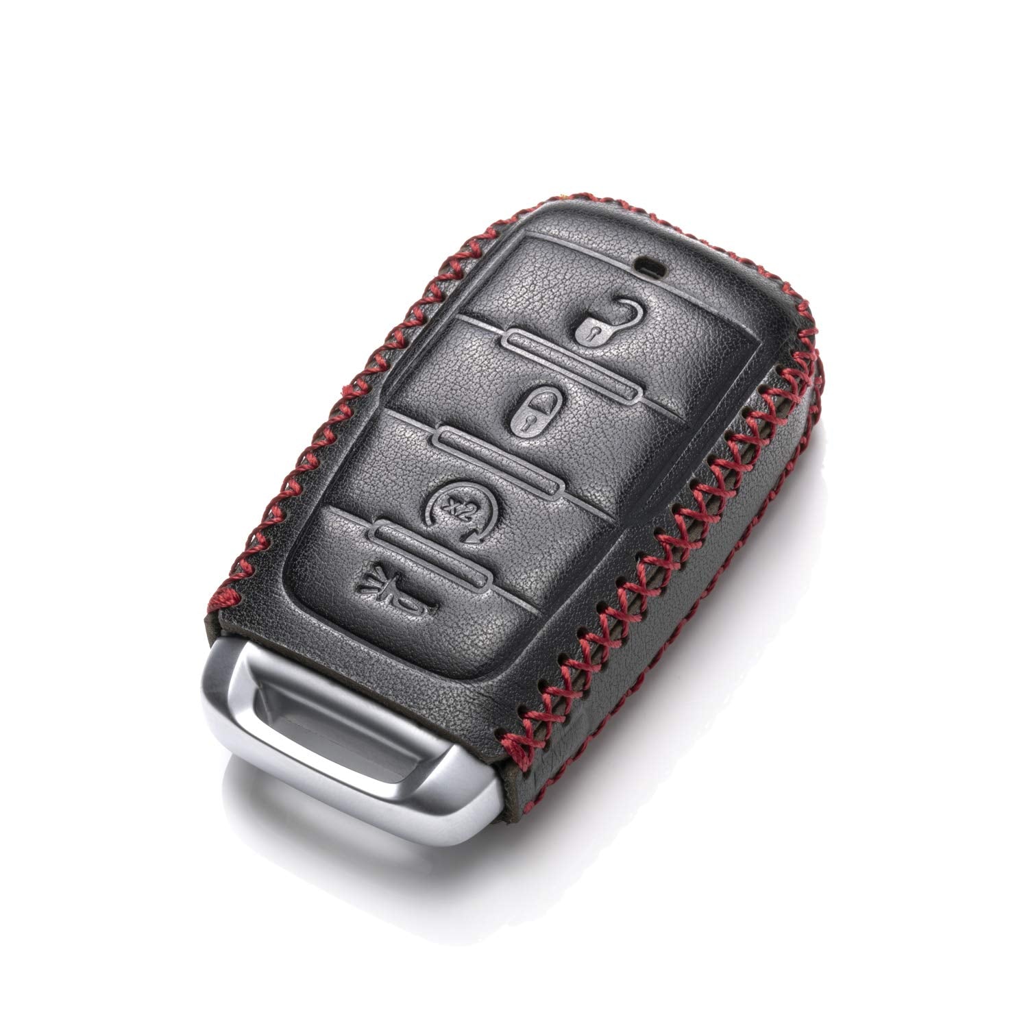 Vitodeco Genuine Leather Smart Key Fob Case Cover Protector Compatible with RAM 1500, RAM 2500, RAM 3500 2019 - 2025 (4-Button,