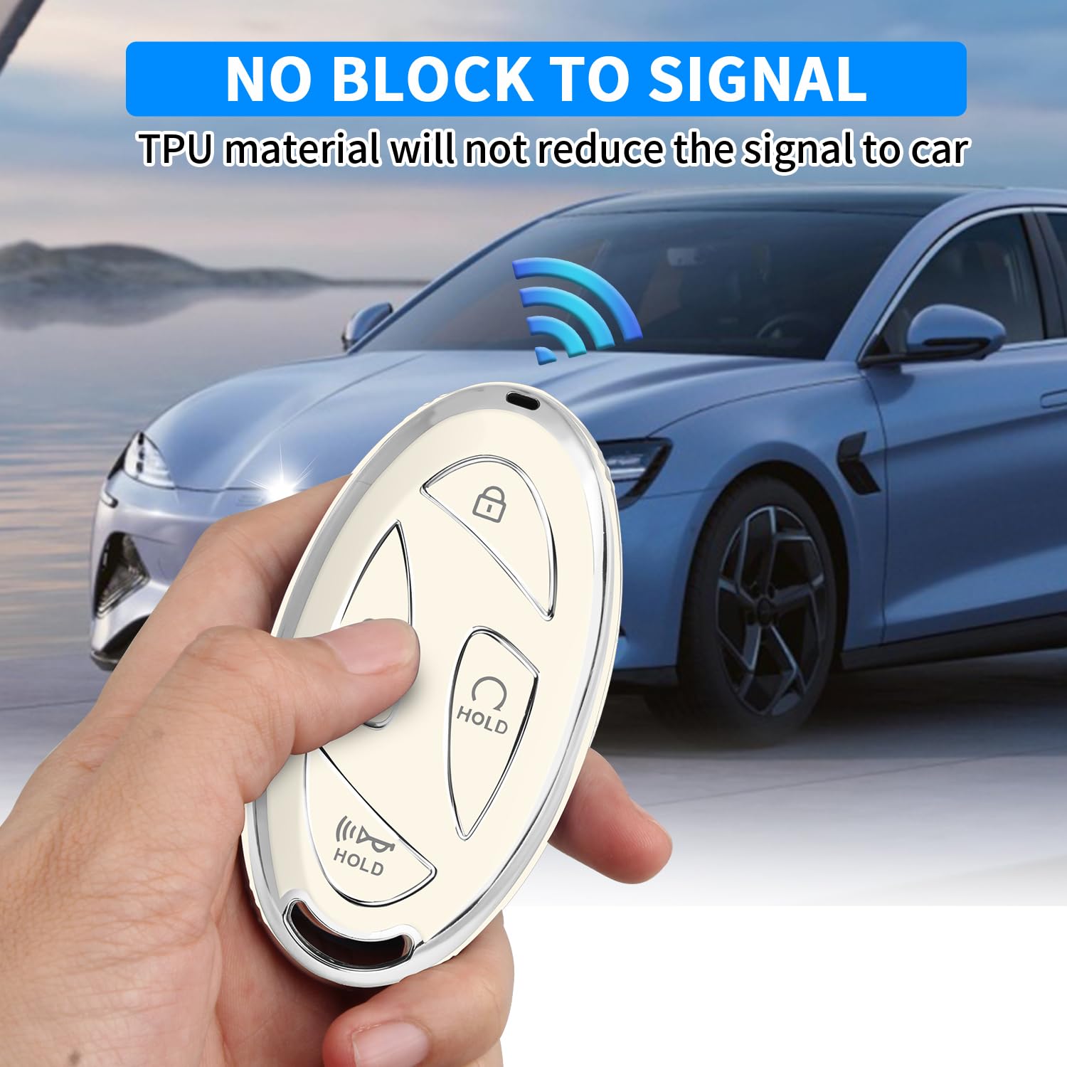QBUC for Hyundai Ioniq 6 Key Fob Cover,TPU 360 Degree Car Key Case Protector with Leather Keychain Compatible with Hyundai Ioniq