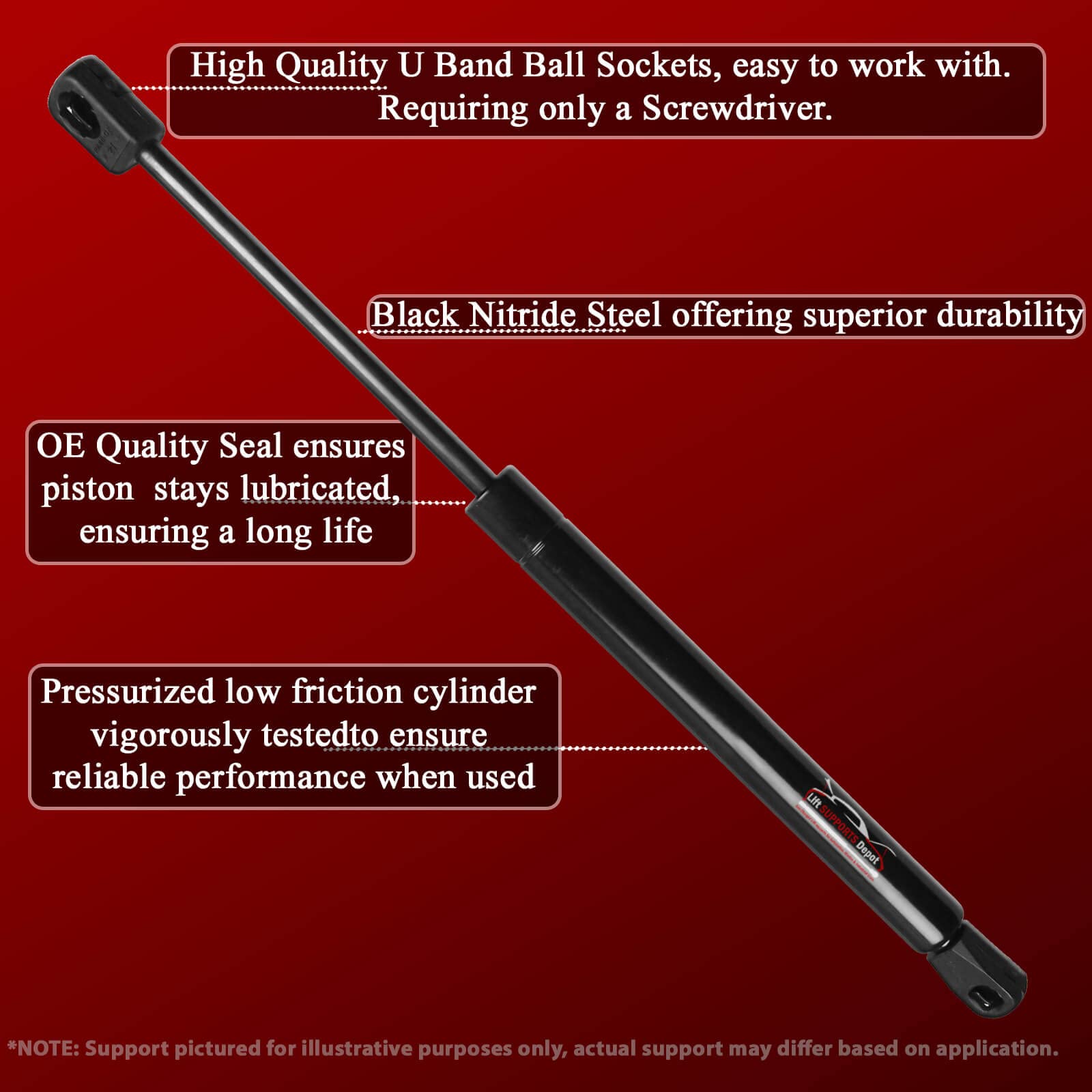 Lift Supports Depot Qty (2) Replaces Gsni-5300-30 Lift Supports Struts Shocks