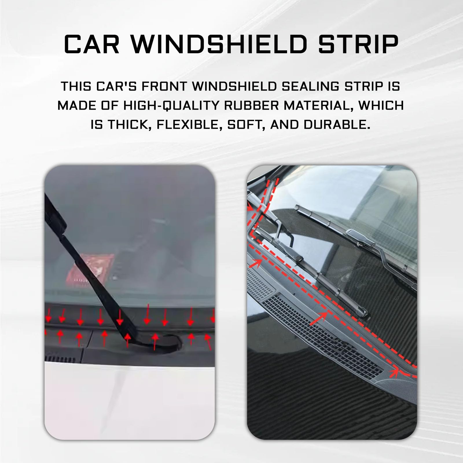 Llii 1.7M/ 5.6Ft Windshield Cowl Molding Rubber Seal Trim Strip, Weather Windshield Panel Sealed Stripping Seal Strips, Black Wi
