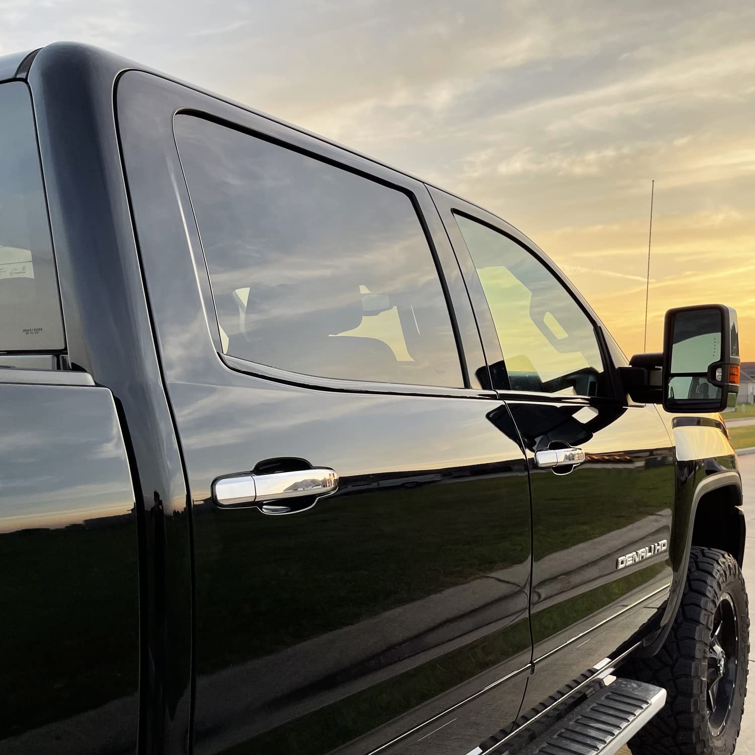 SlickMod Chrome Delete Blackout Vinyl Overlay for 2014-2019 GMC Sierra Window Trim, Gloss Black, 1. Window Trim