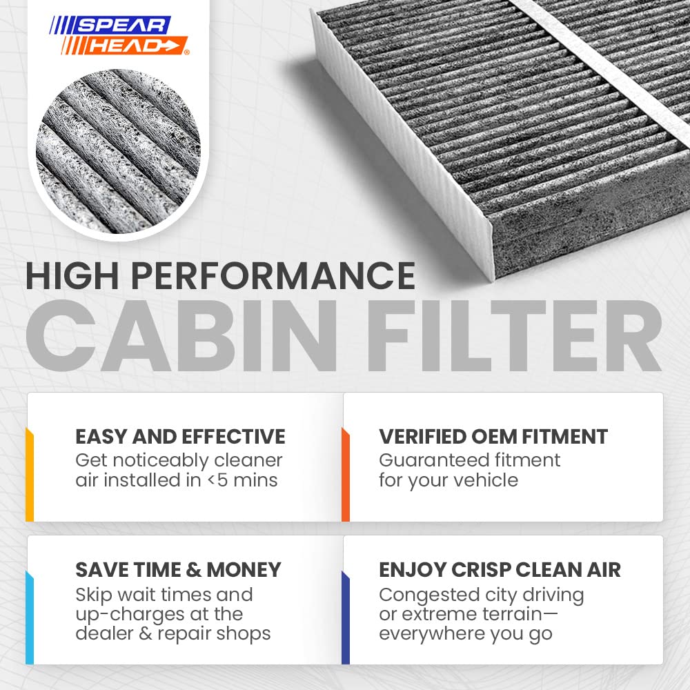 Spearhead Odor Defense Breathe Easy Ac & Heater Cabin Filter | Fits 2011-17 Wranger, 2018 Wrangler Jk Like Oem | Up To 25% Longe