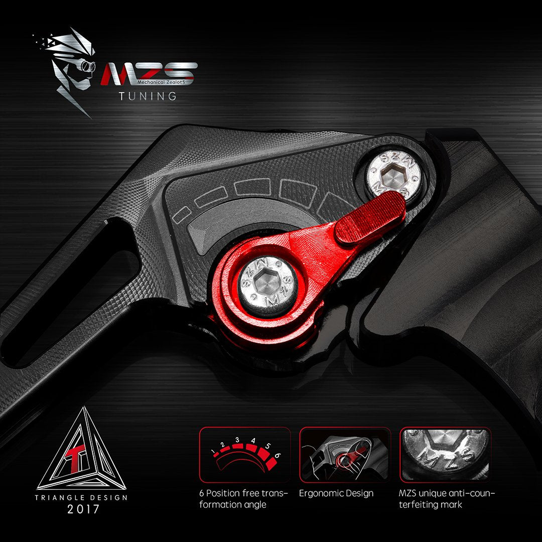 Mzs Black Motorcycle Clutch Brake Levers Short Adjustable Cnc Compatible With Z1000 03-06 / Zx6R 636 00-04 / Zx9R 00-03 / Zx10R