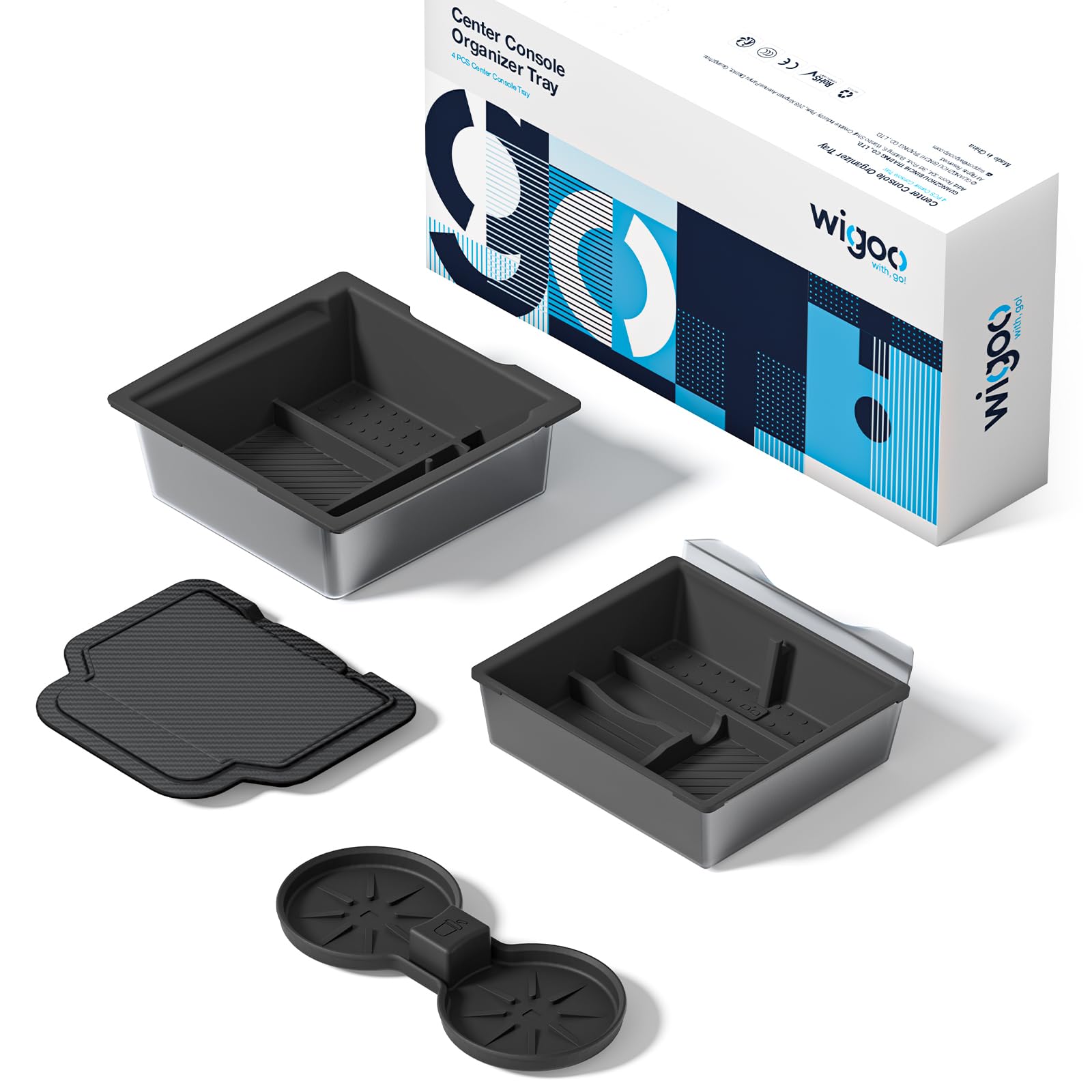 Wigoo for Tesla New Model Y Juniper & Model 3 Center Console Organizer [Double Layer Space, Slide Smoothly] Model 3 (2024~2025)/