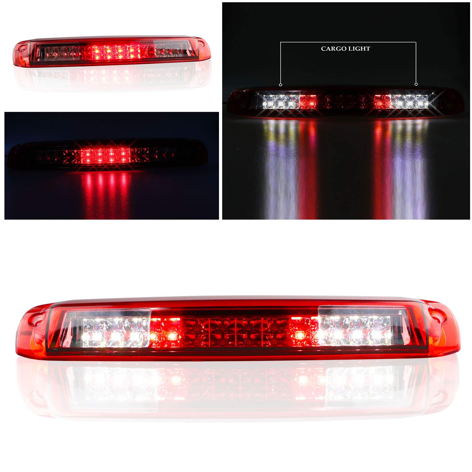 Tresound 3Rd Third Brake Light For 1999-2006 Chevy Silverado/Gmc Sierra Led Cargo Light High Mount Lamp, Chrome Housing Red Lens
