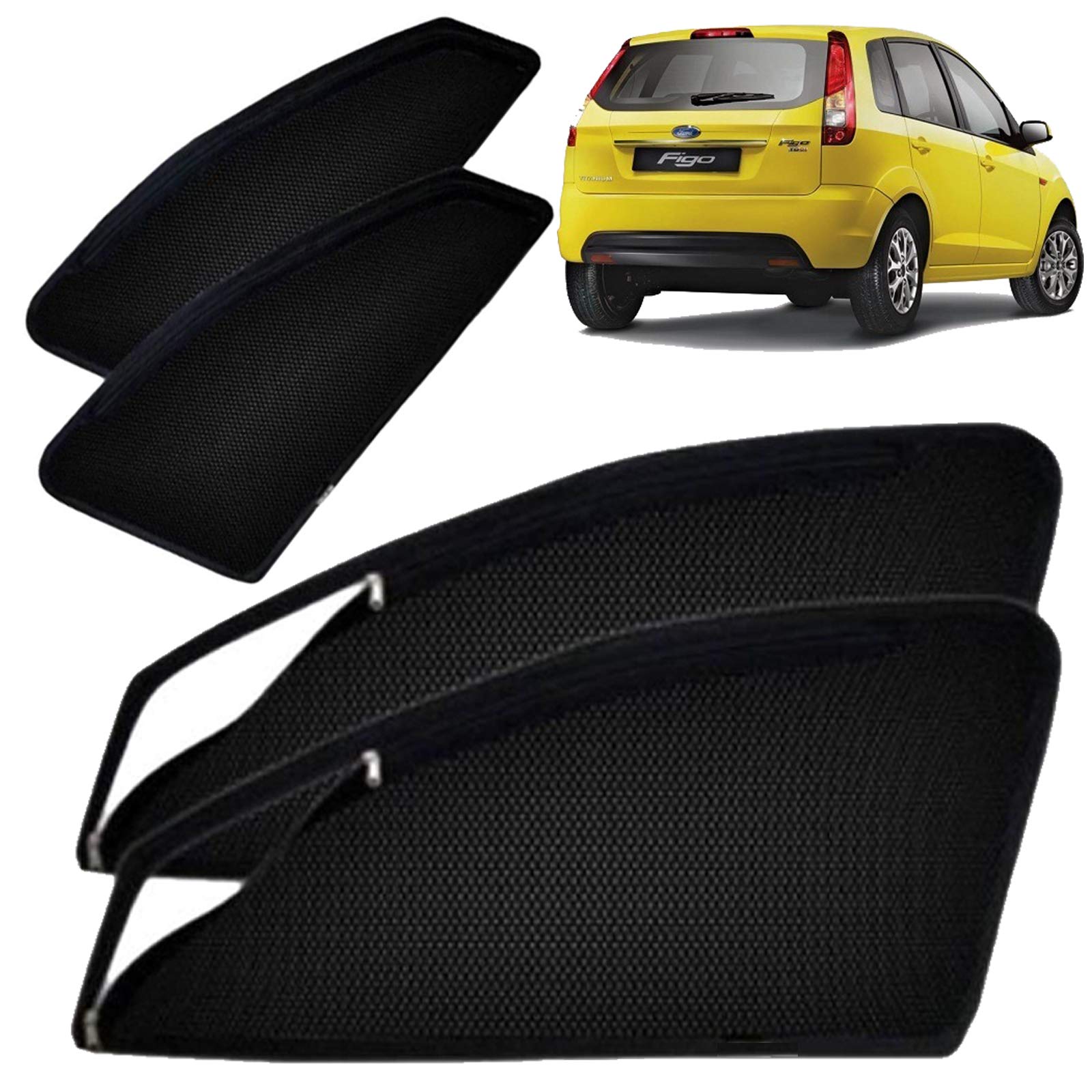 Autofact Magnetic Car Sunshades Compatible with Ford Figo Old (2008 to 2014) (Set of 4)  Easy Installation, UV Protection, Keep