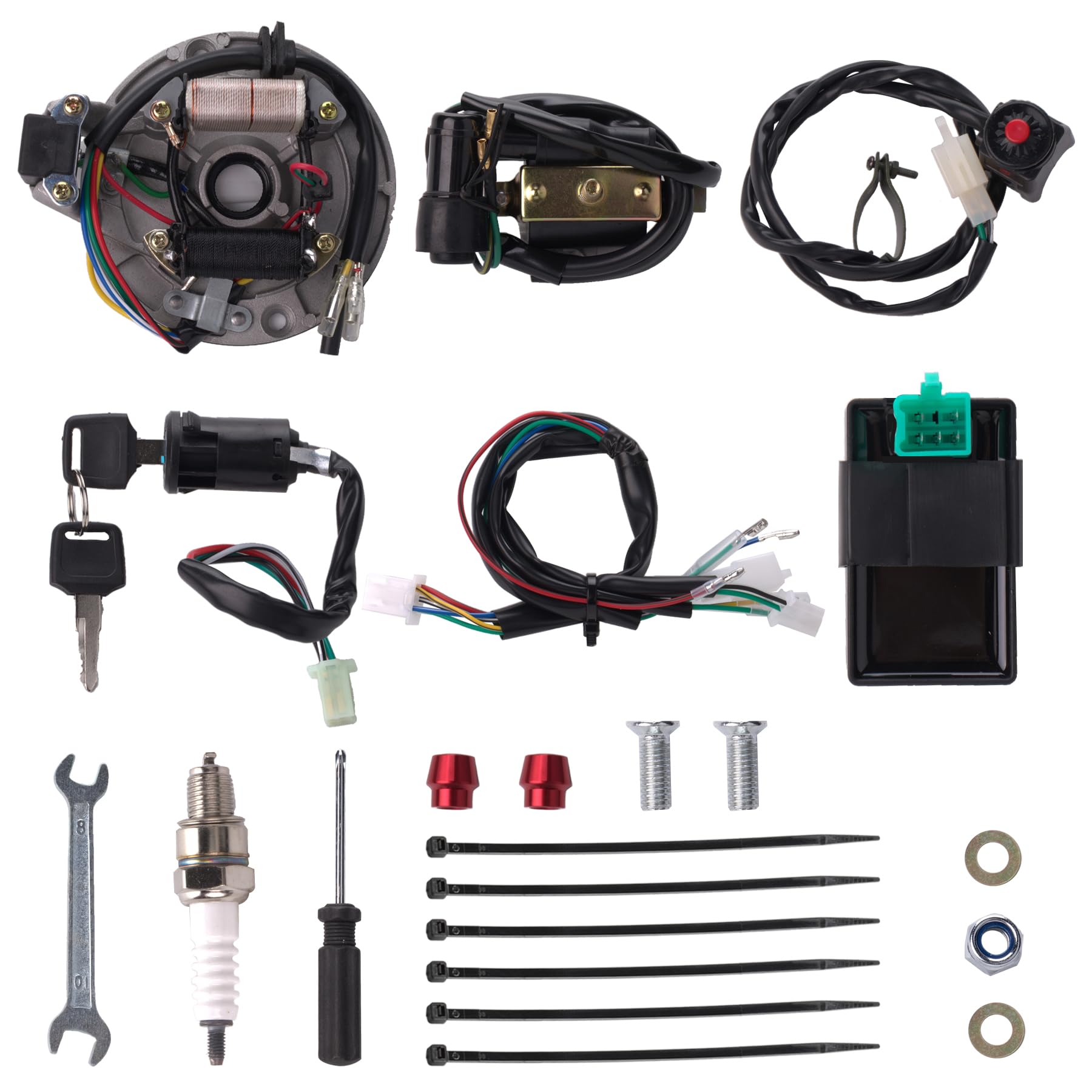 CIOM Magnetoelectric Coils Wiring Loom Harness Kill Switch Ignition Coil Cdi Box Spark Plug Rebuild Kit Kick Start Dirt Pit Bike