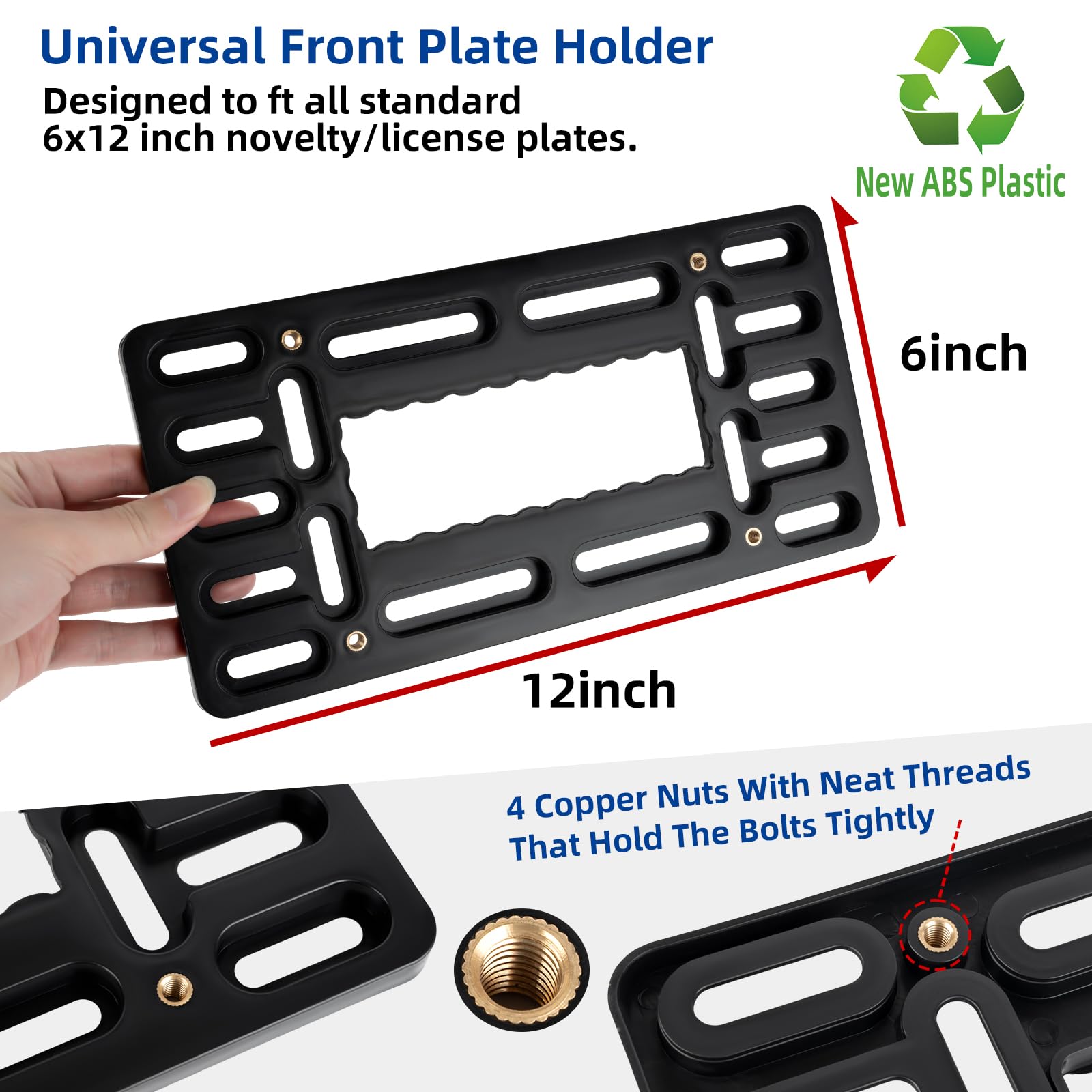 Ewbn License Plate Bracket Holder,Car Front License Plate Mounting Kit,Universal Bumper Tag Frame 2 Drill Holes Mount Adapter Wi