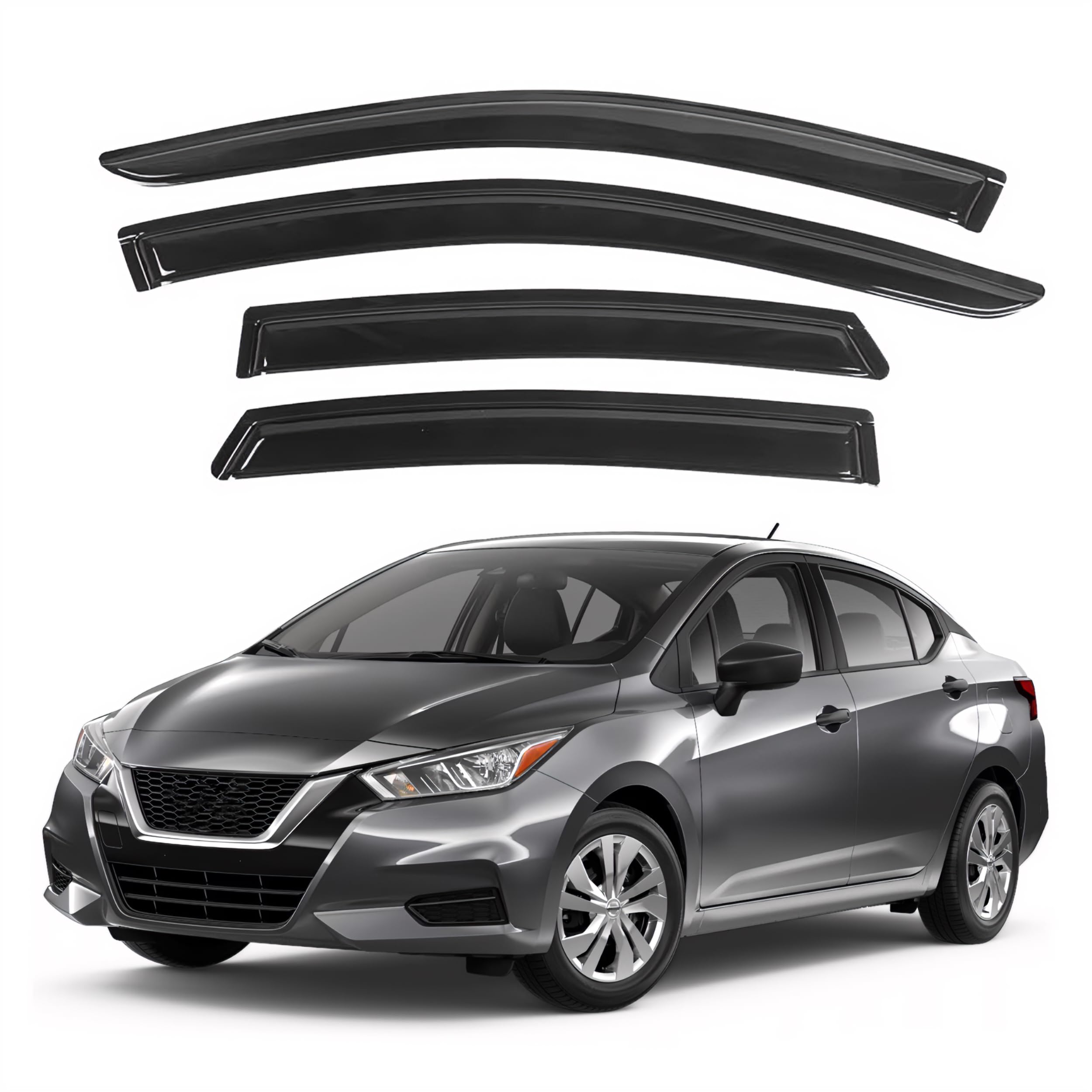 Kpy Window Visor Compatible With Nissan Versa Sedan 2020-2024, 4Pc Rain Guard Side Window Vent Deflectors Tape-On Style, 2020 20