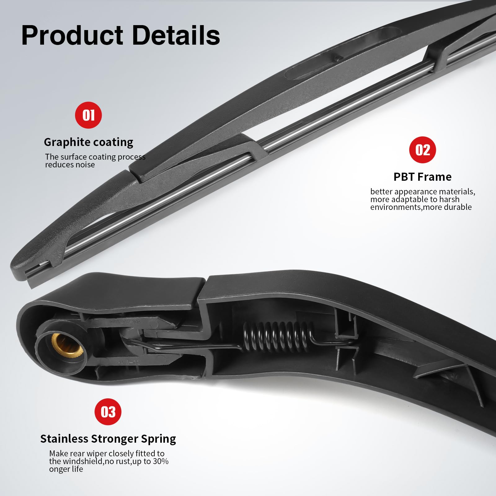 OTUAYAUTO Rear Wiper Arm and Blade Set for 2008-2017 Buick Enclave - Complete Replacement Solution