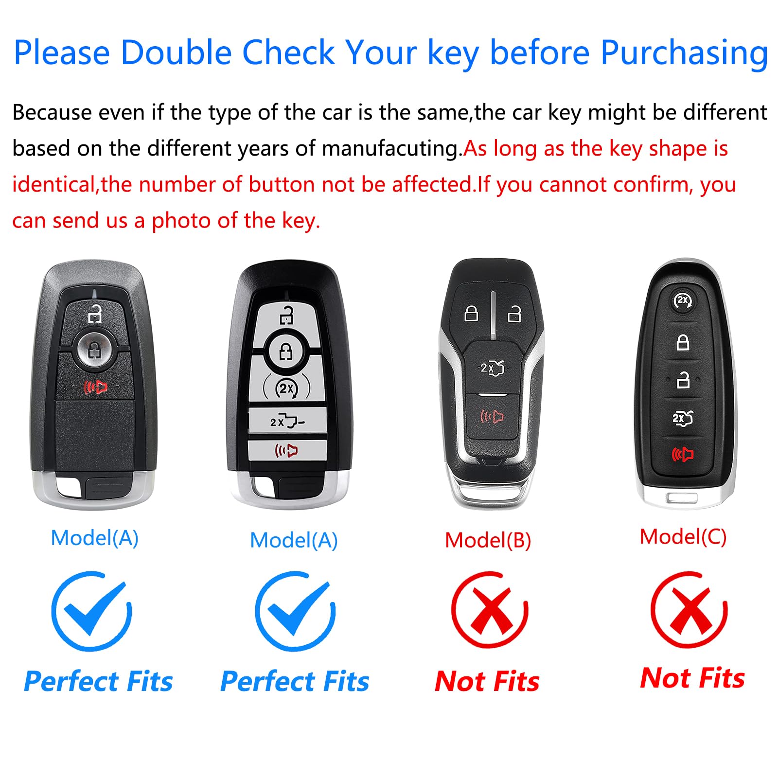 Ocezbiis Key Fob Cover for Ford, Zinc Alloy Protection, Silver, For Ford Style A