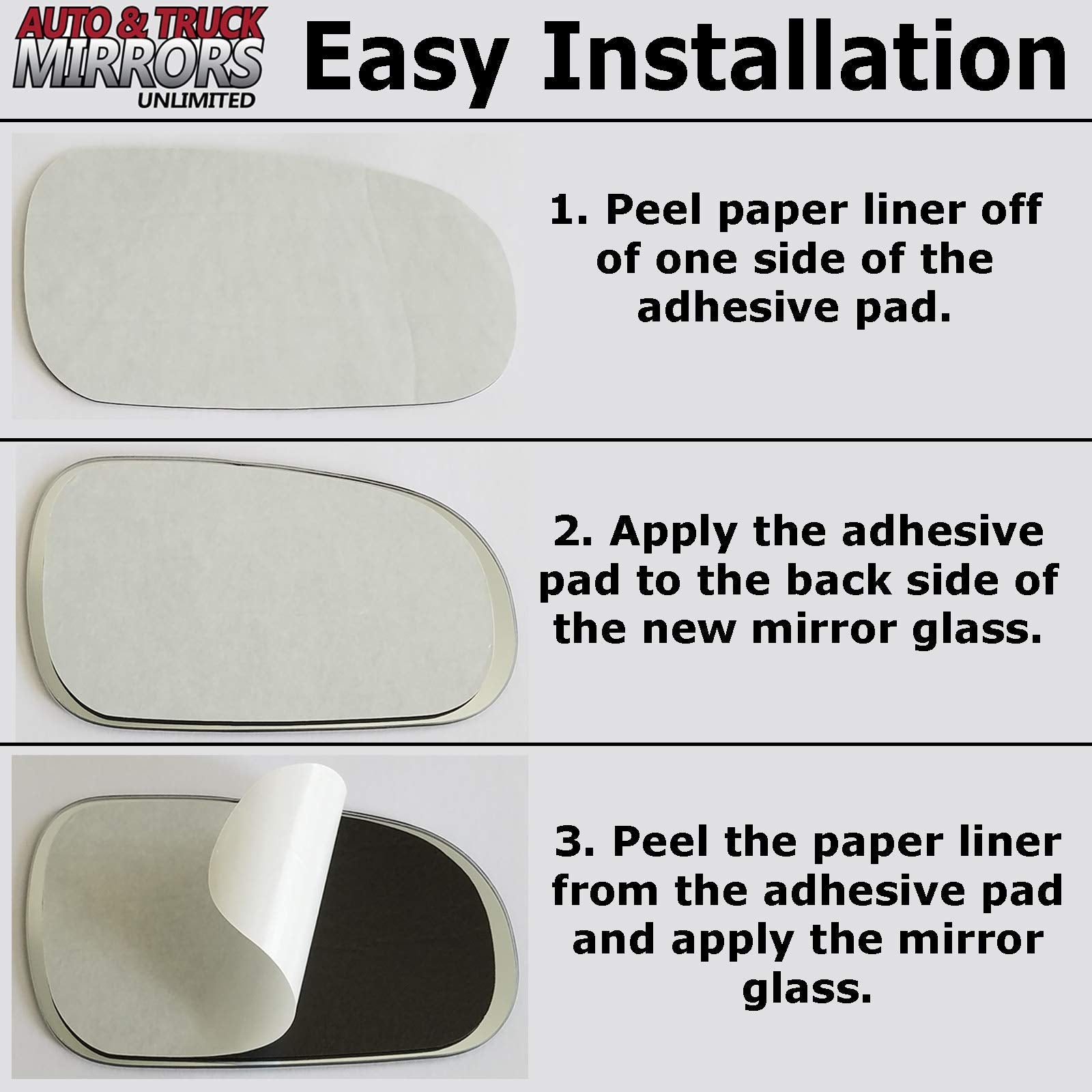 Passenger Side Mirror Glass Replacement With Full Size Adhesive Pad For 2012-2015 Volkswagen Passat - 2 Options Offered (2013 2014 2017 13 14 17)