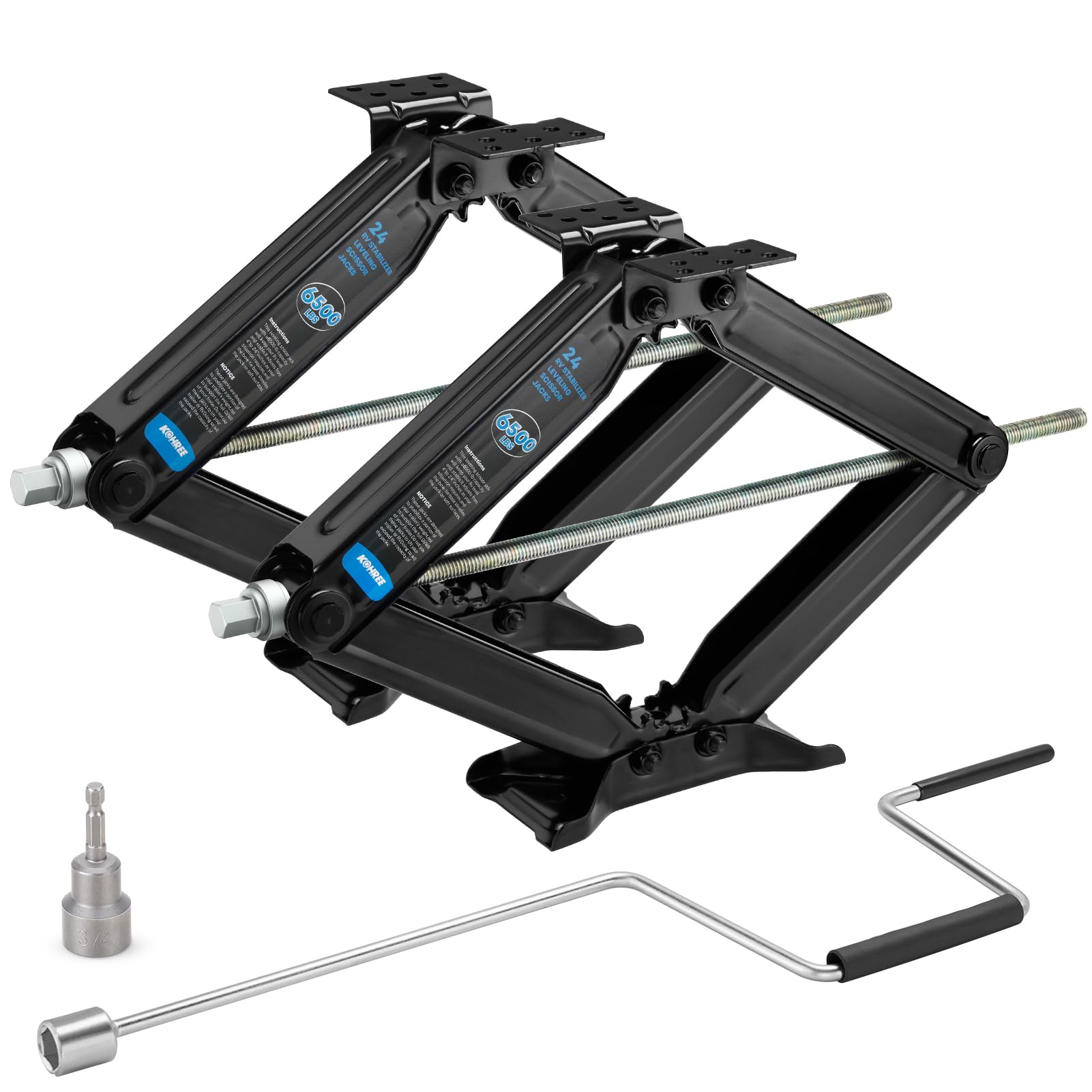 Kohree 6500Lbs Heavy Duty Rv Stabilizer Jacks 30 '', Leveling Scissor Jack For Large Travel Trailer Camper, With Crank Handle An