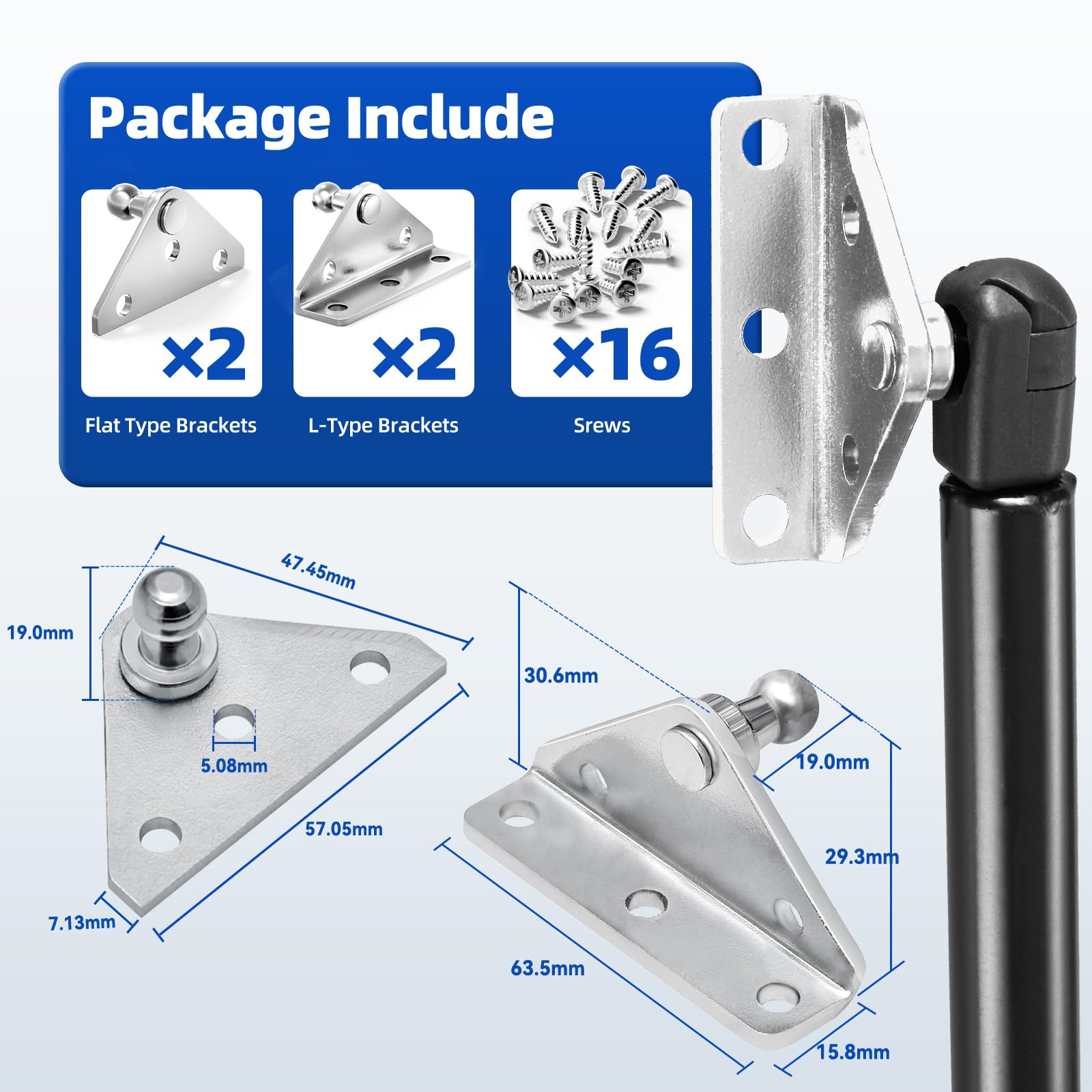 ARANA 10MM Ball Stud Mounting Bracket Kit, Silver - 4PCS with 16 Screws, Carbon Steel, Model ARA-JT014SL