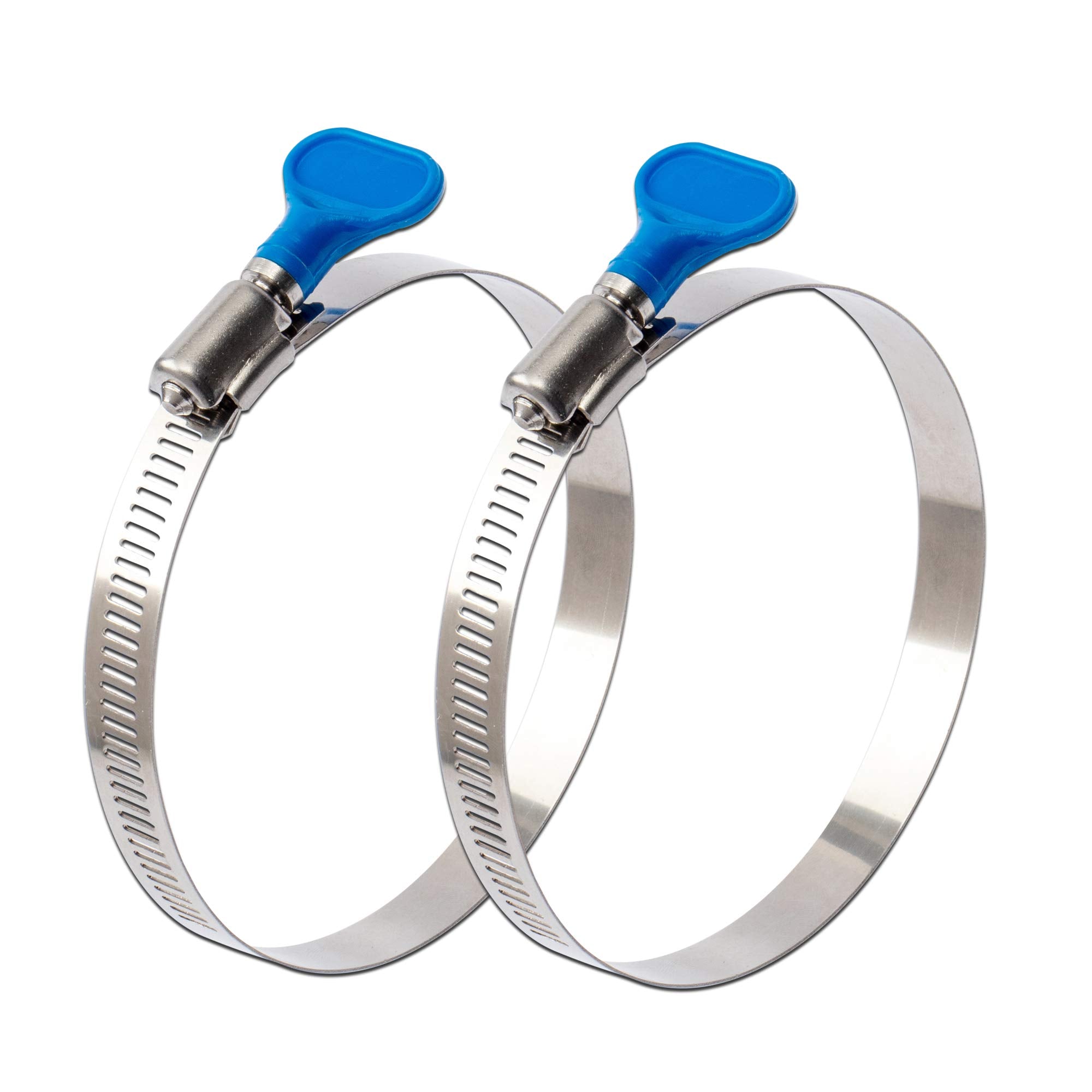 Ispinner 2Pcs 6 Inch Key-Type 304 Stainless Steel Worm Gear Hose Clamps, Adjustable Size Range 130-152Mm Clamps For Dryer Vent,