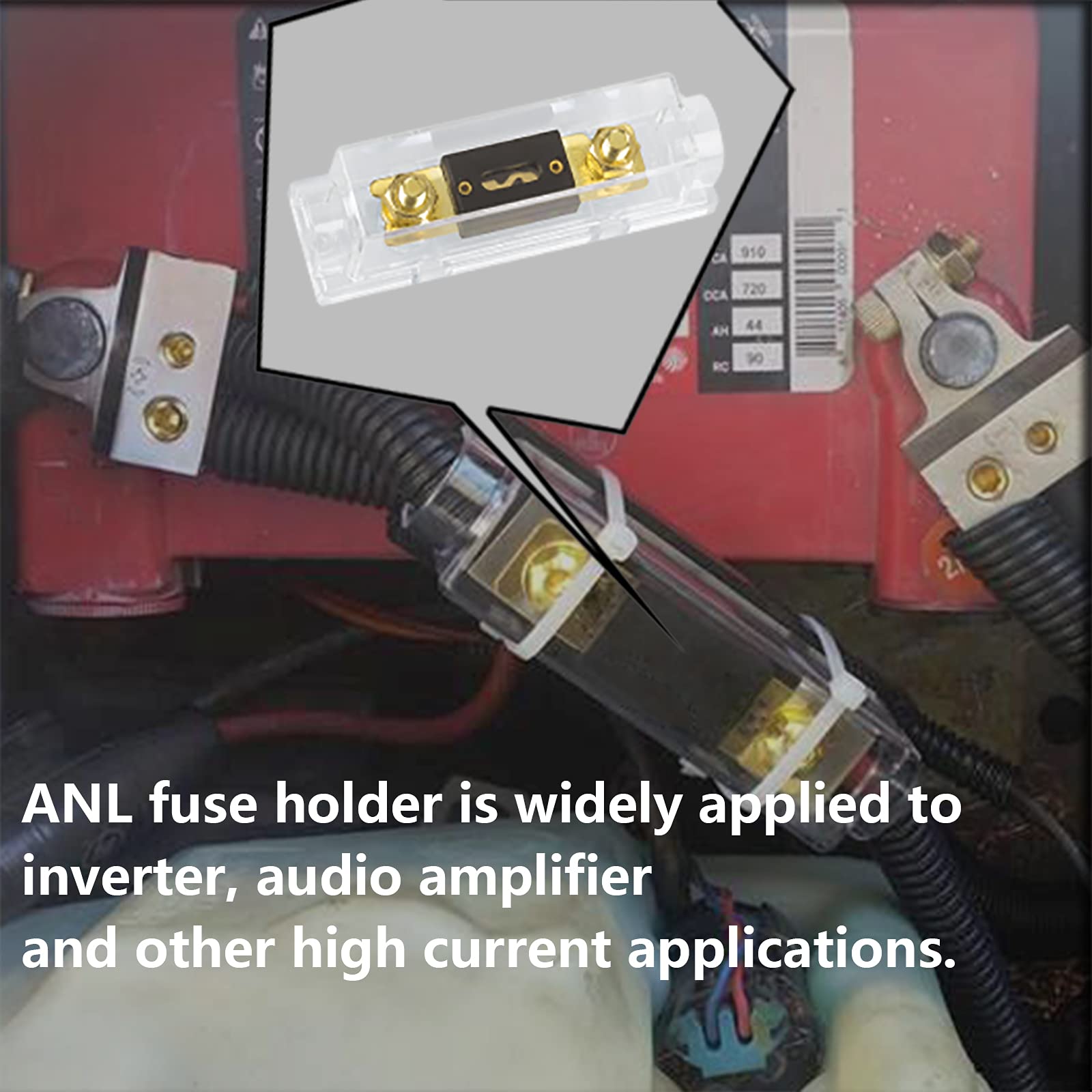 Hamolar 3 Pack 100 Amp Car Audio Anl Fuse Holder Block Kit With 100A Fuses 0/2/4/8 Gauge Awg
