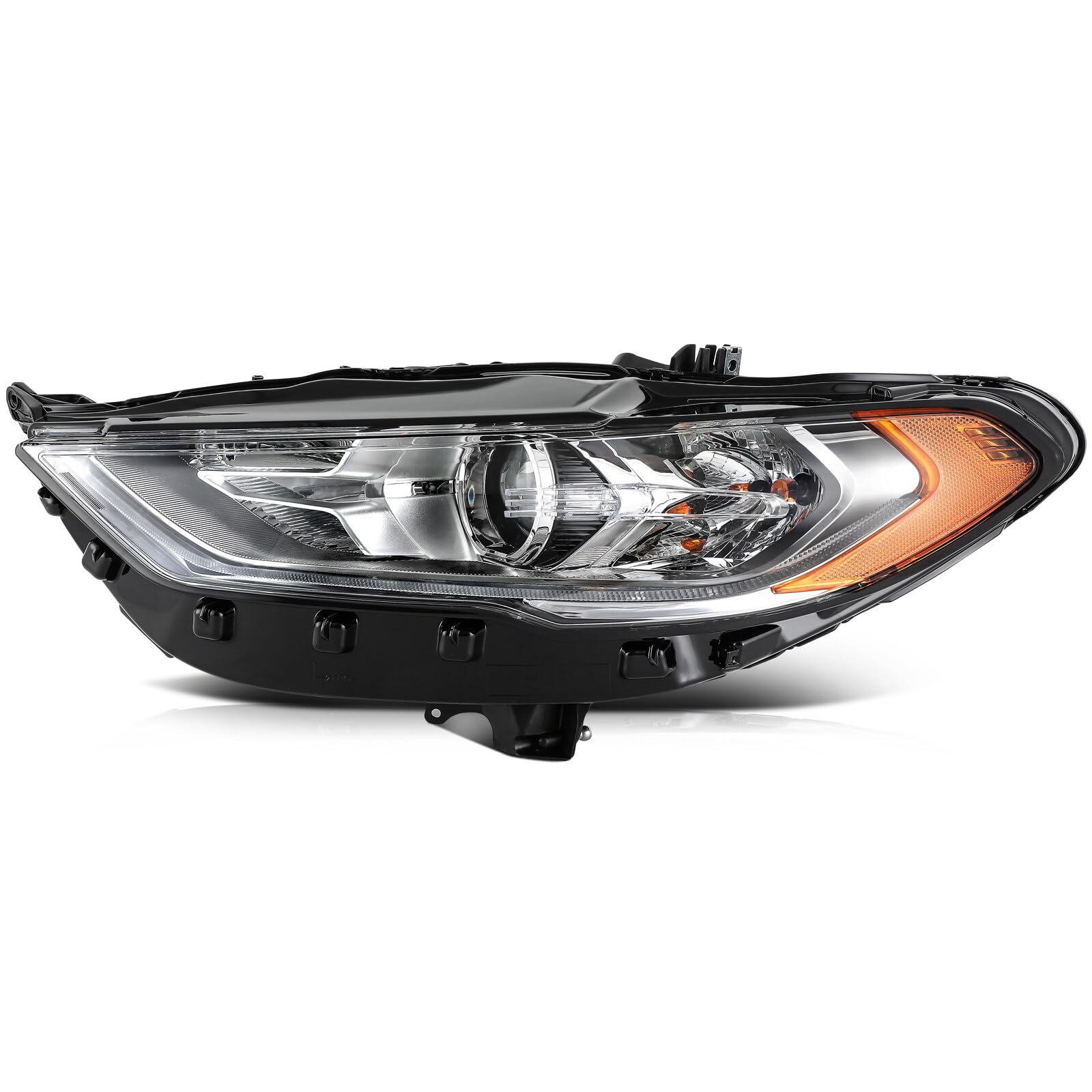 LBRST Headlights Fit 2017-2020 for Fusion Driver Side Headlight Assembly Black Housing Amber Reflector HS7Z13008H