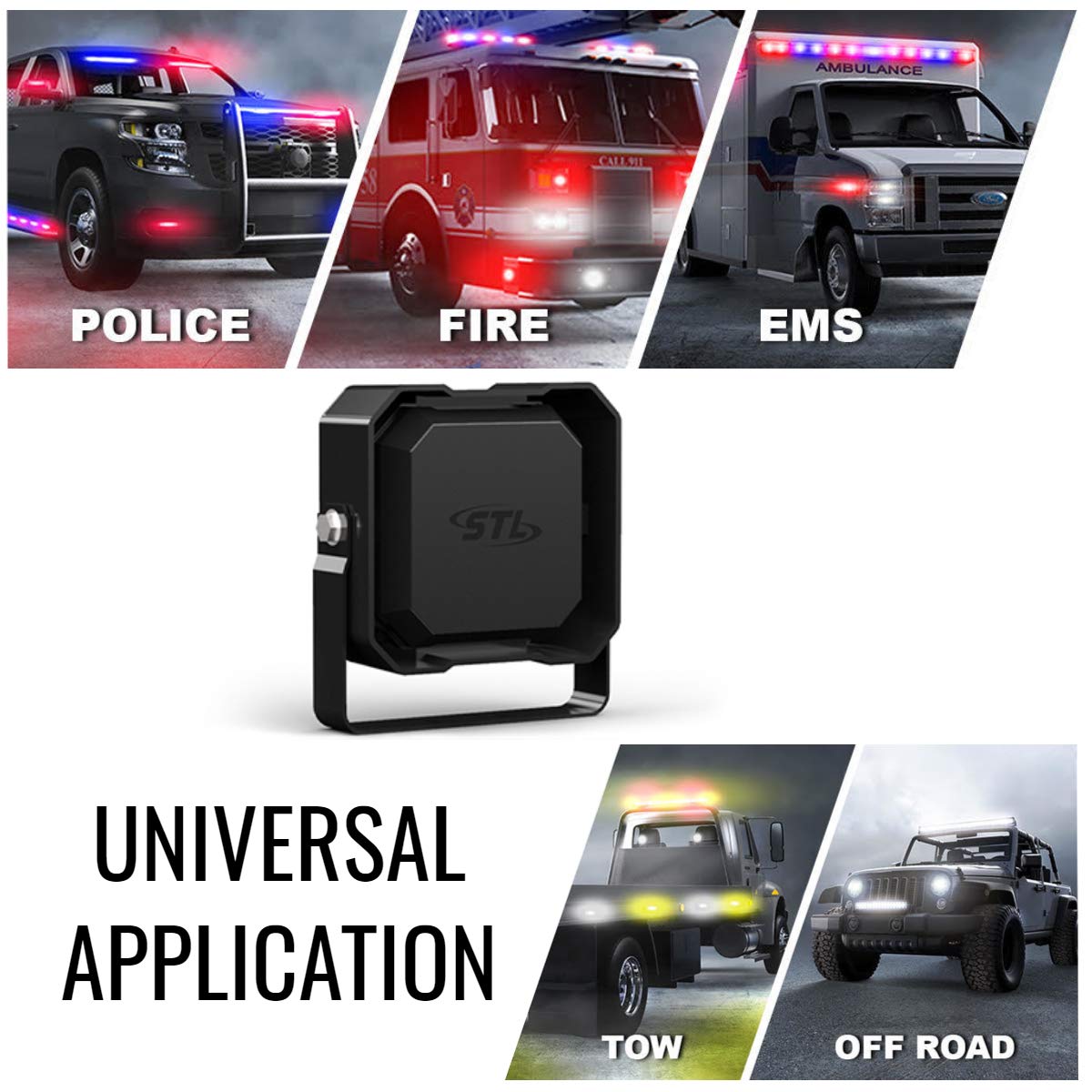 SpeedTech Lights 100W Emergency Siren Speaker - Compact Black Aluminum Model 4333227009 for Police, Fire, and Ambulance Use